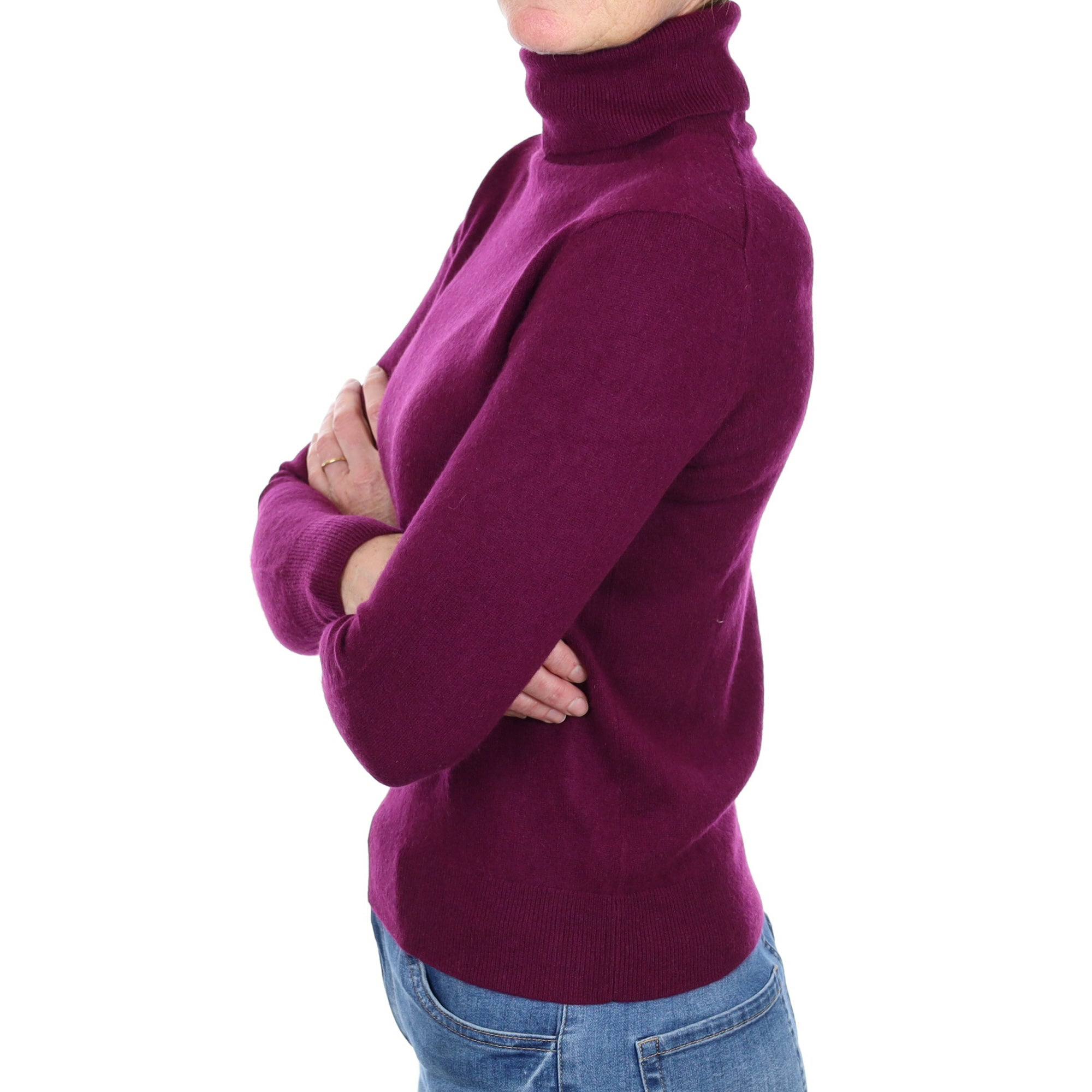 Mulberry Purple Cashmere Polo Neck Jumper Small