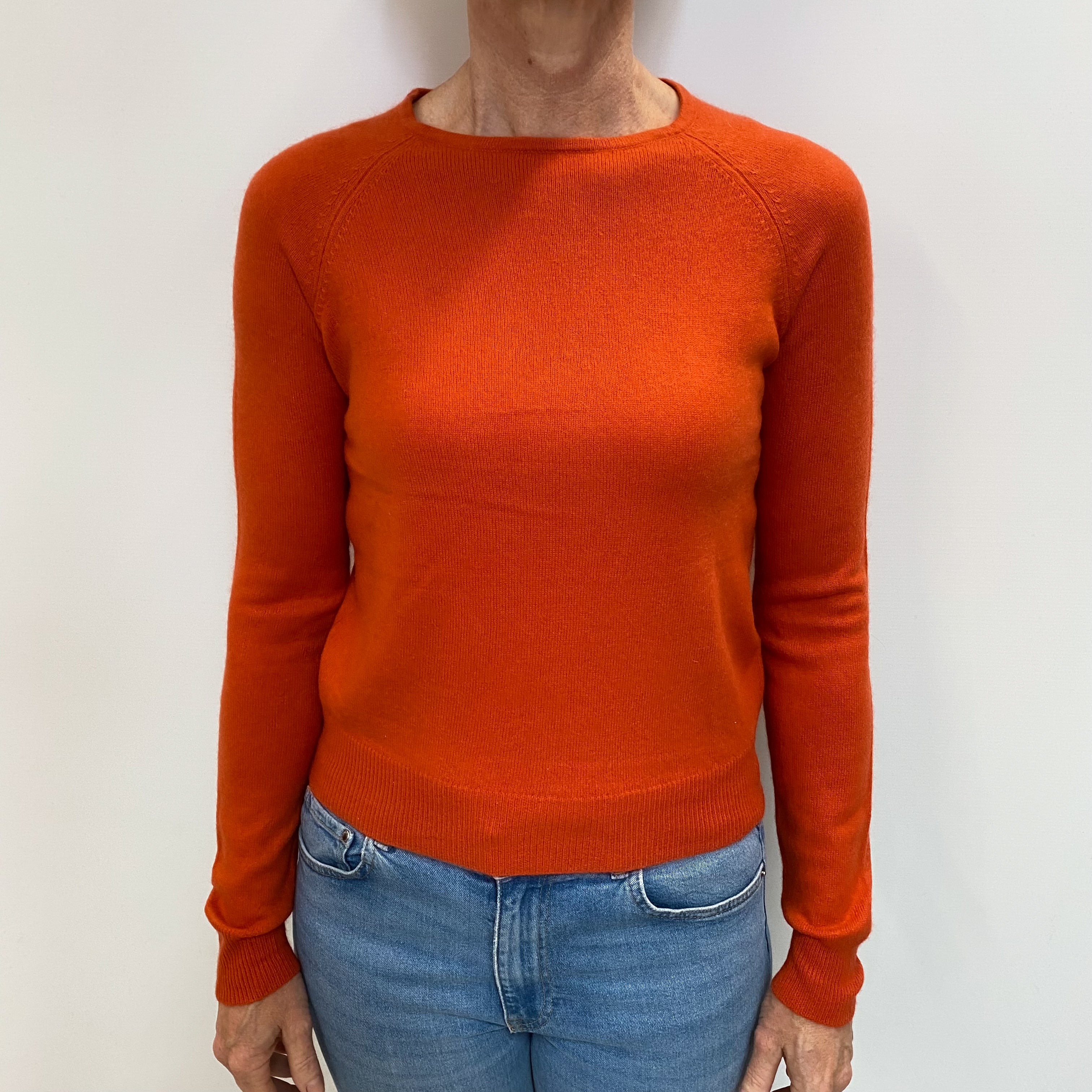 Pumpkin Orange Cashmere Crew Neck Jumper Small
