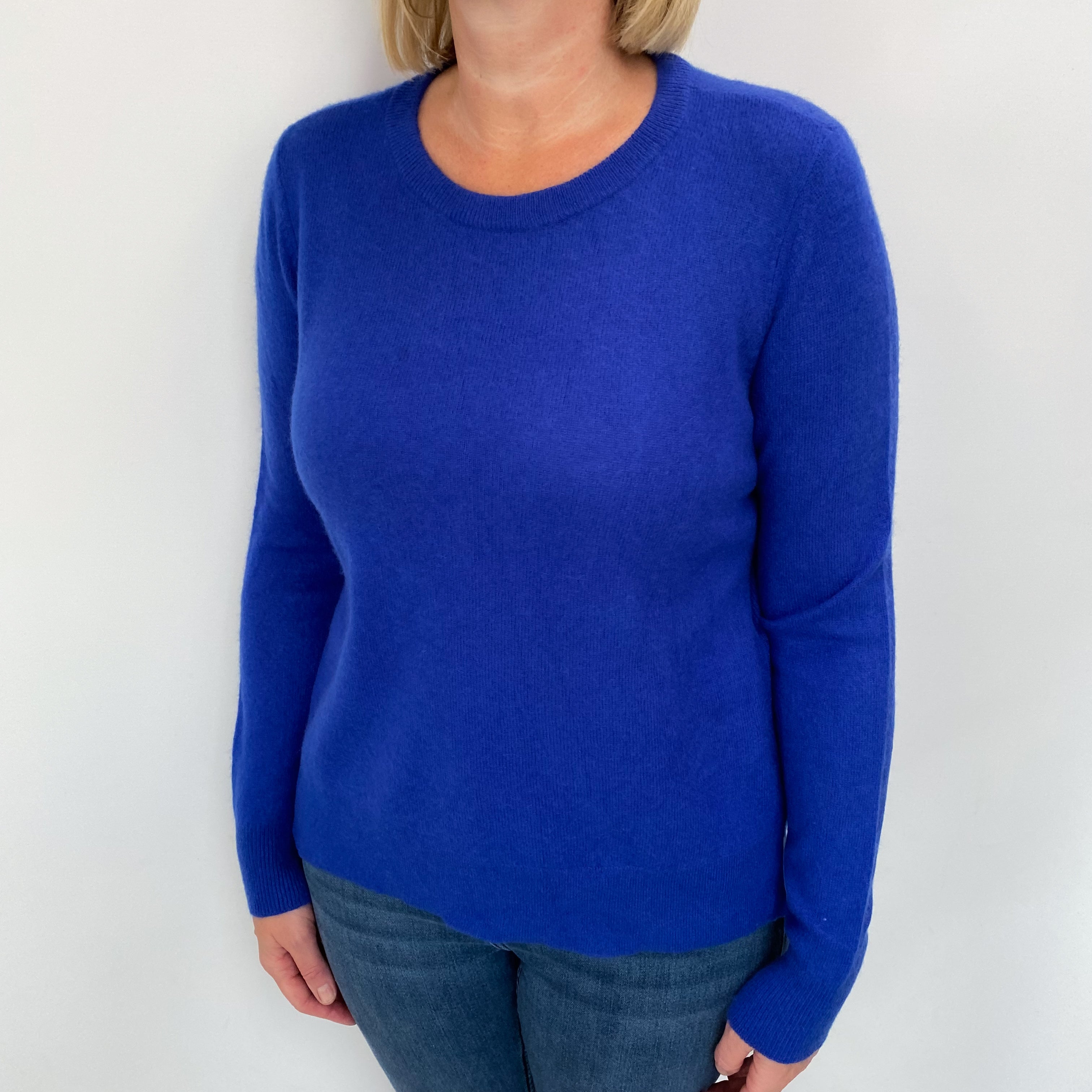 Royal Blue Cashmere Crew Neck Jumper Large