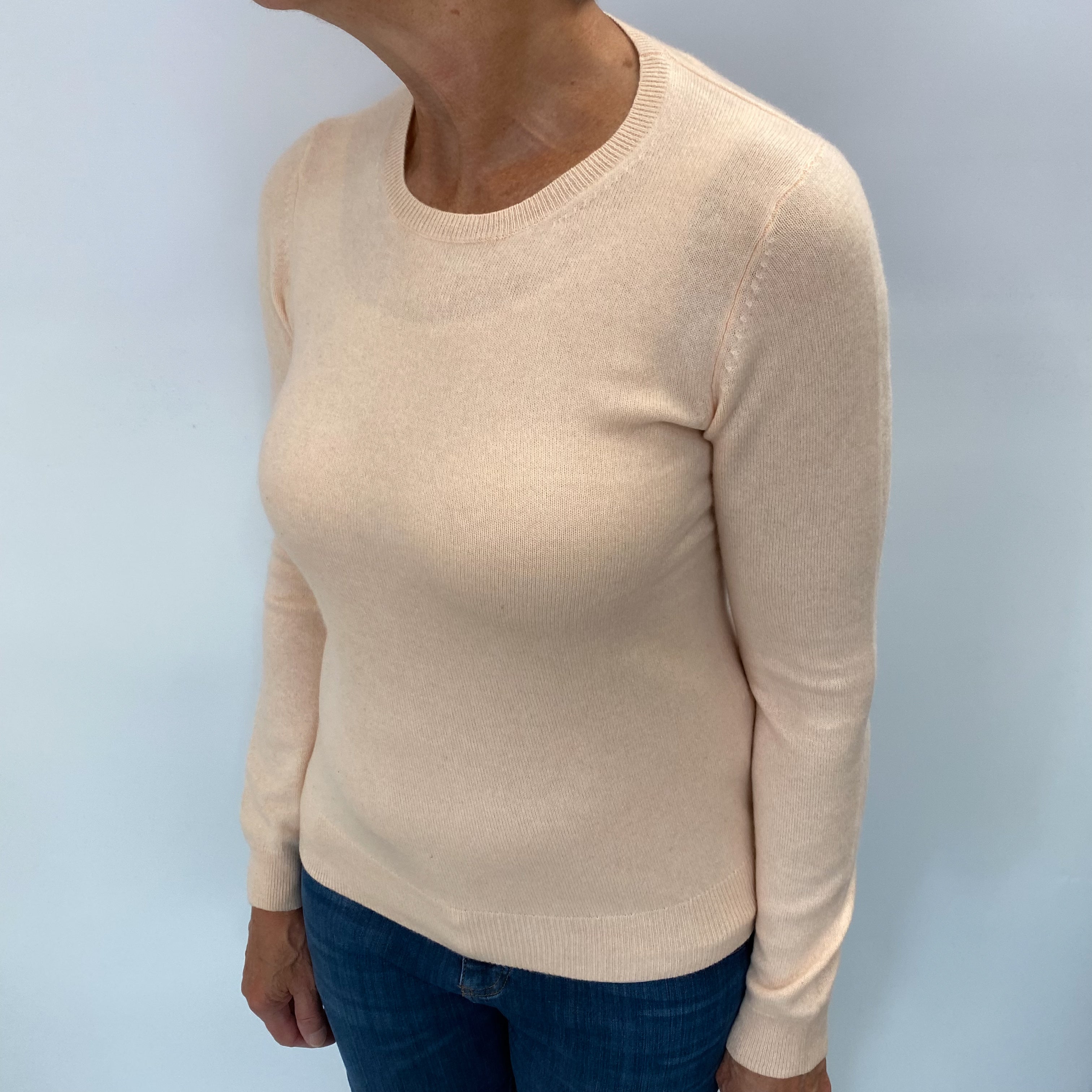 Shell Pink Cashmere Crew Neck Jumper Medium