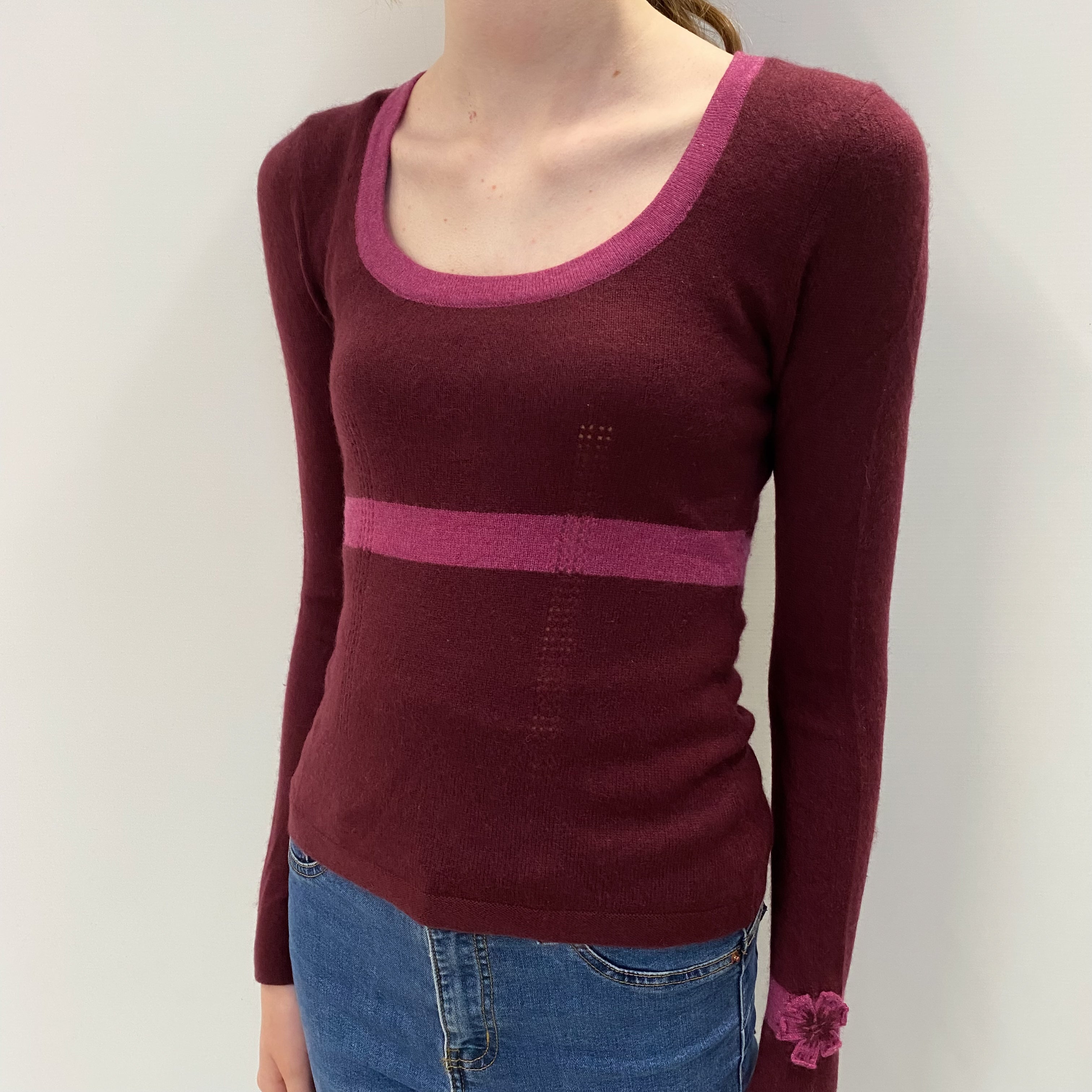 Mulberry and Heather Cashmere Scoop Neck Jumper Extra Small