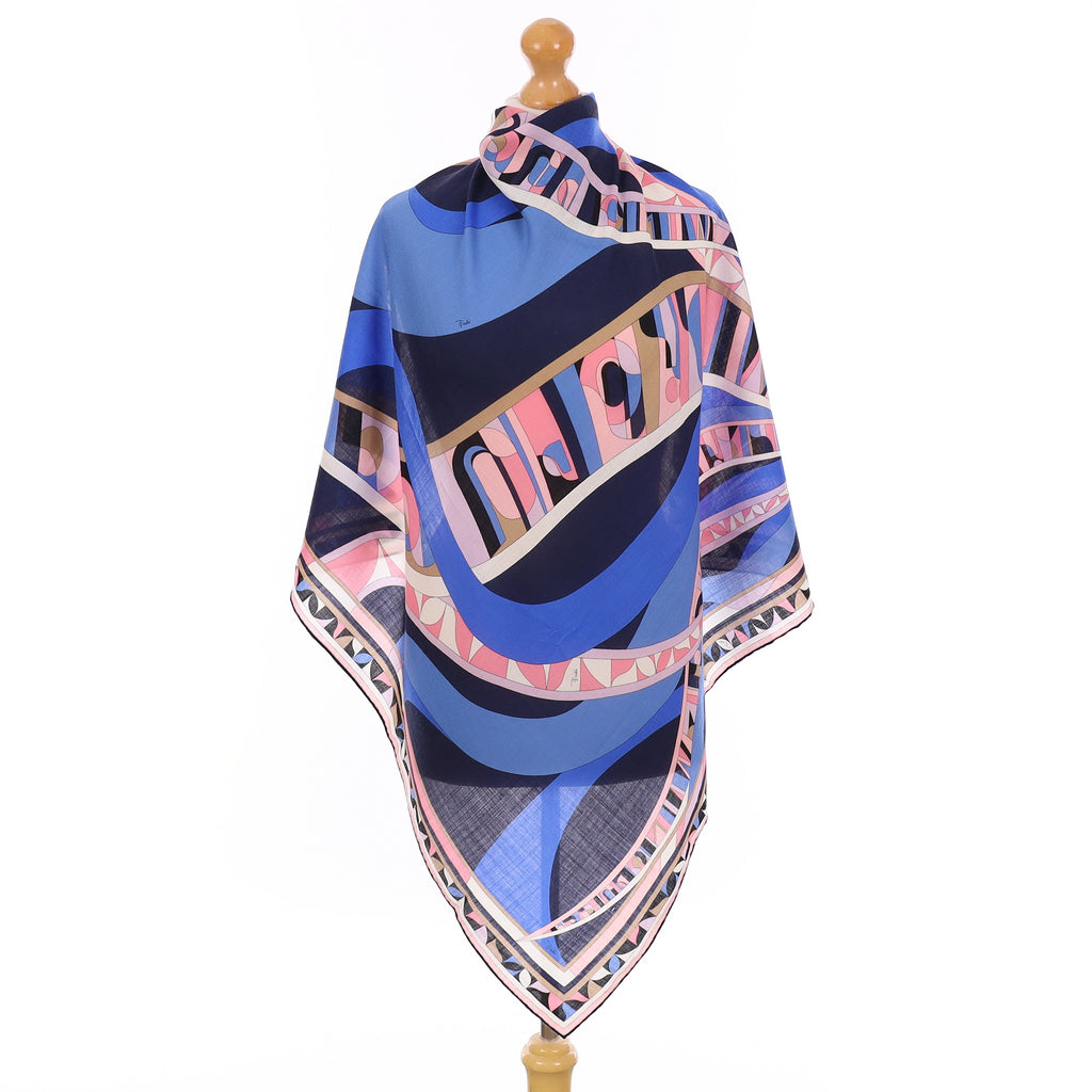 Brand New Pucci Purple Abstract Silk & Wool Scarf