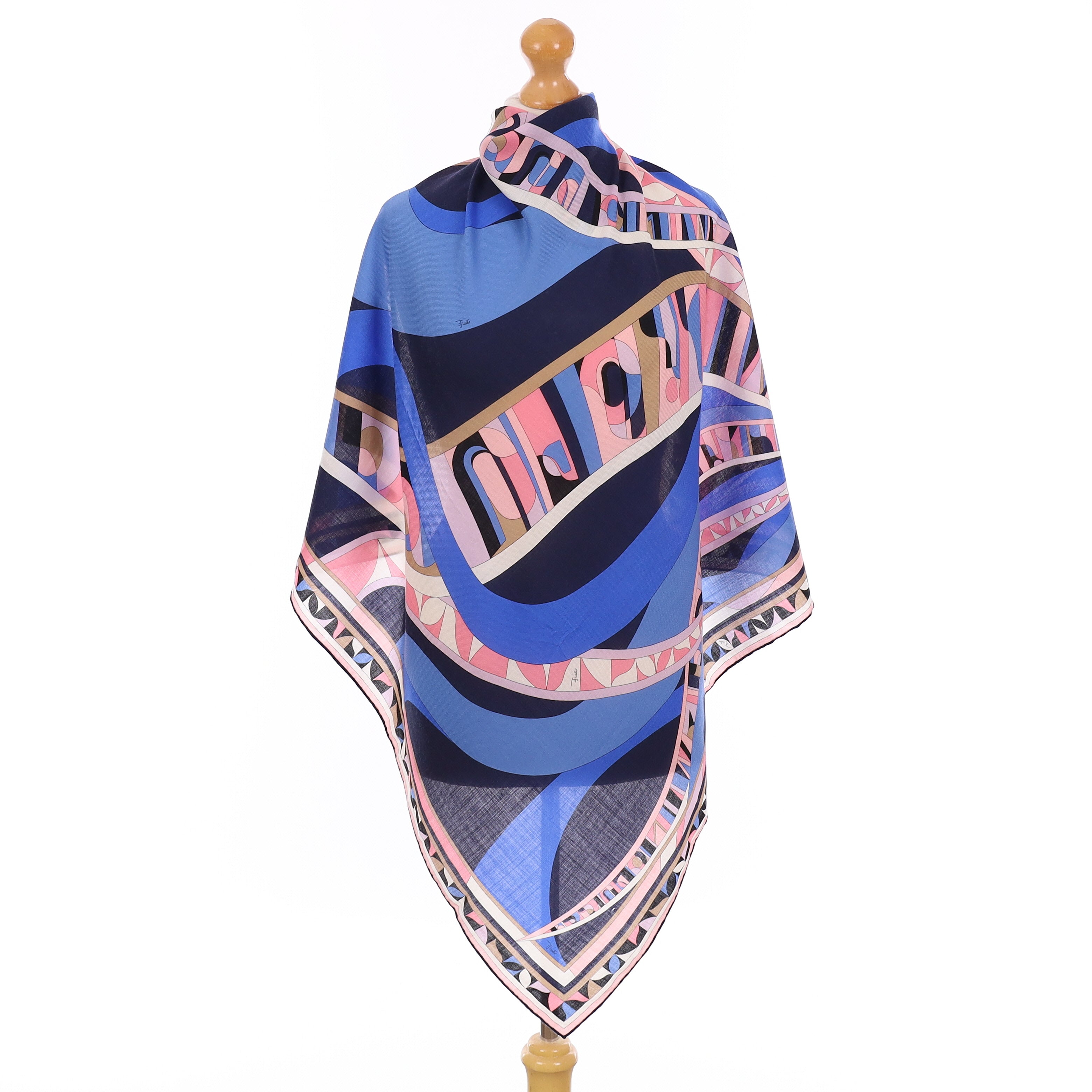 Brand New Pucci Purple Abstract Silk & Wool Scarf