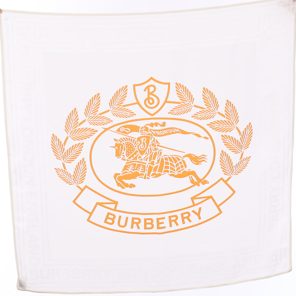 Brand New Burberry White & Orange Silk Scarf