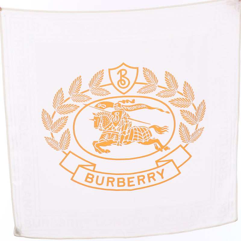 Brand New Burberry White & Orange Silk Scarf