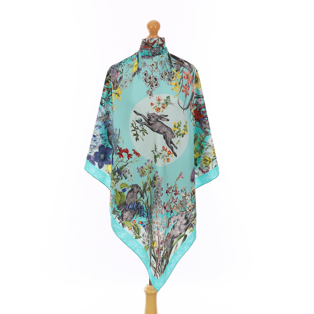 Purdey Floral Rabbit Design Silk Scarf