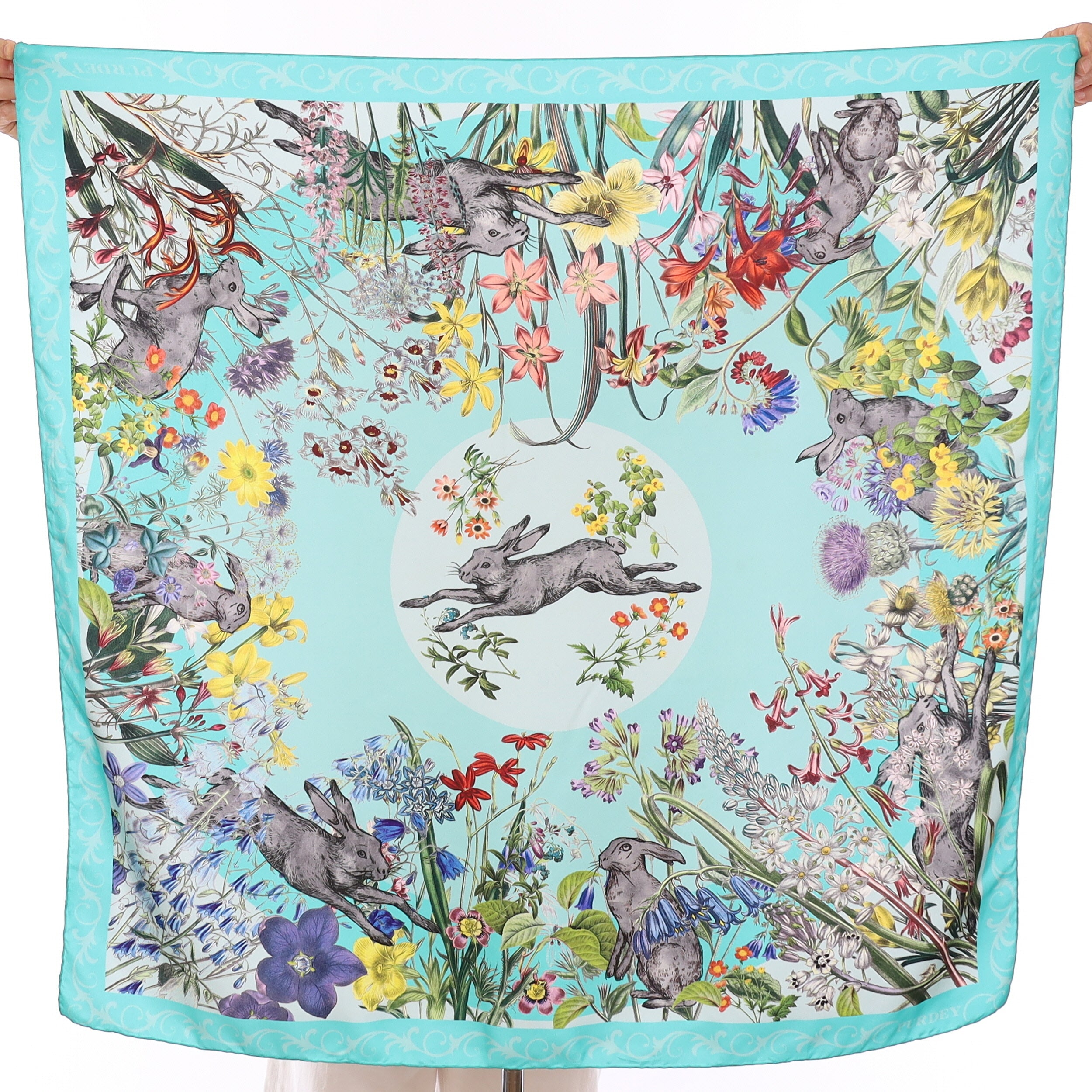 Purdey Floral Rabbit Design Silk Scarf