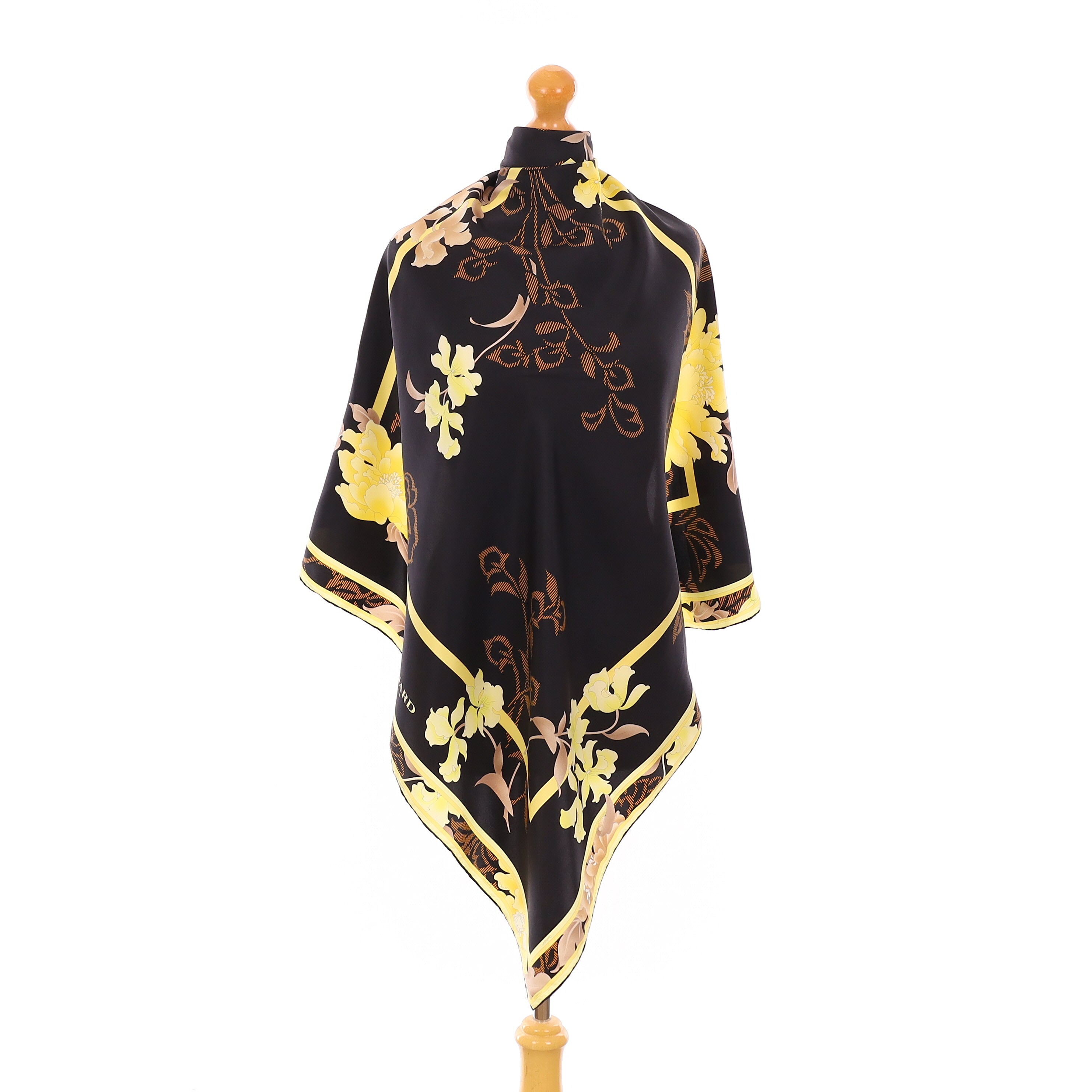 Leonard Black & Yellow Floral Silk Scarf