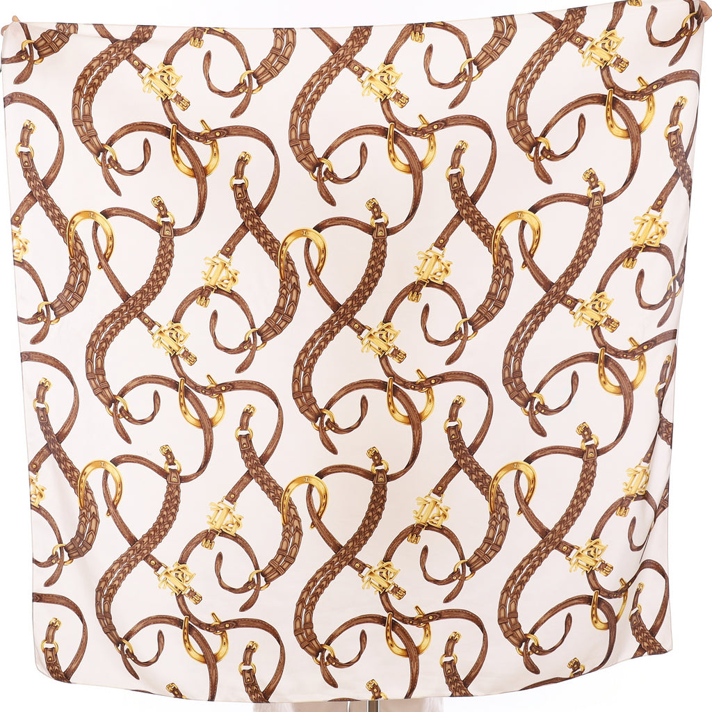 Lauren Ralph Lauren Brown Buckle Vintage Silk Scarf