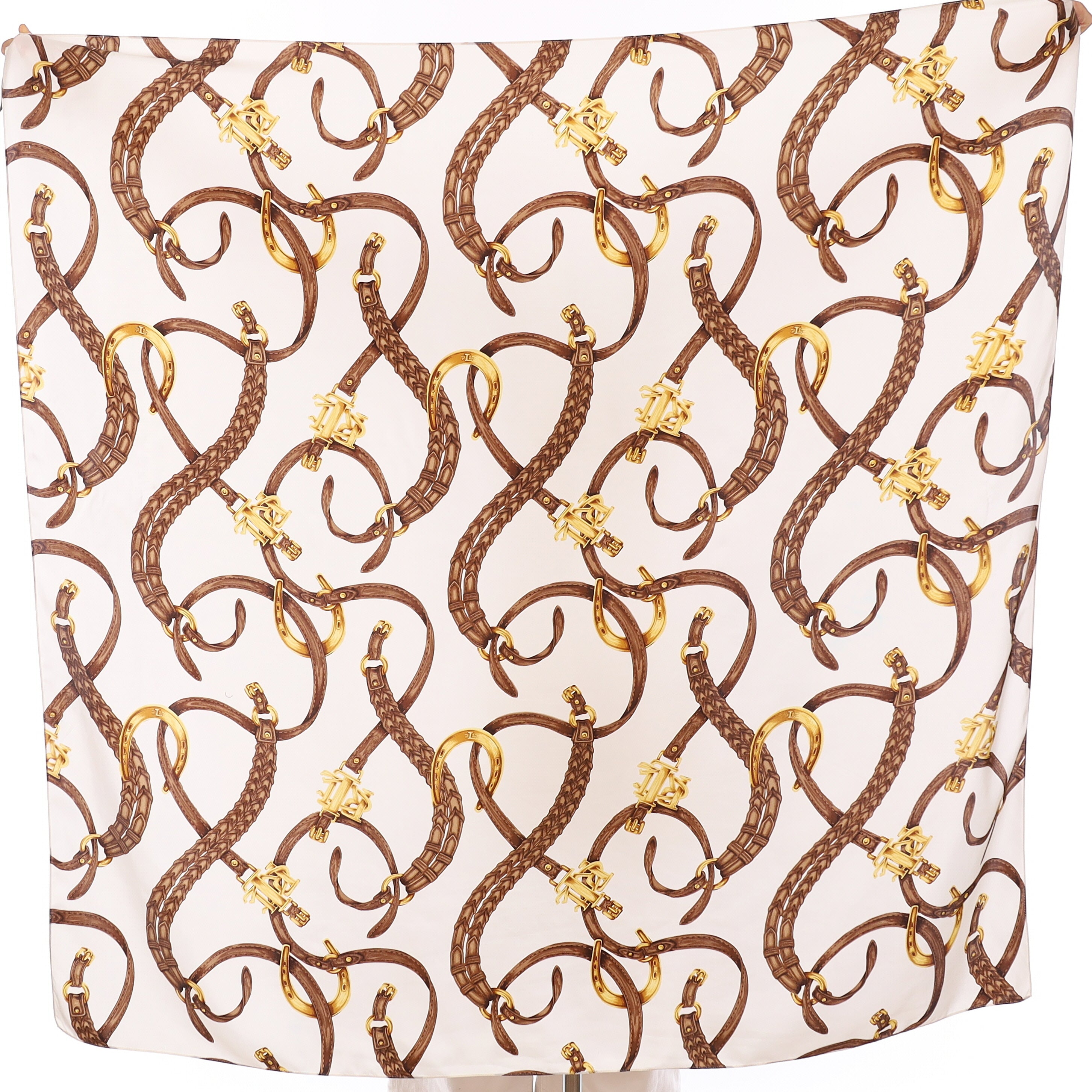 Lauren Ralph Lauren Brown Buckle Vintage Silk Scarf