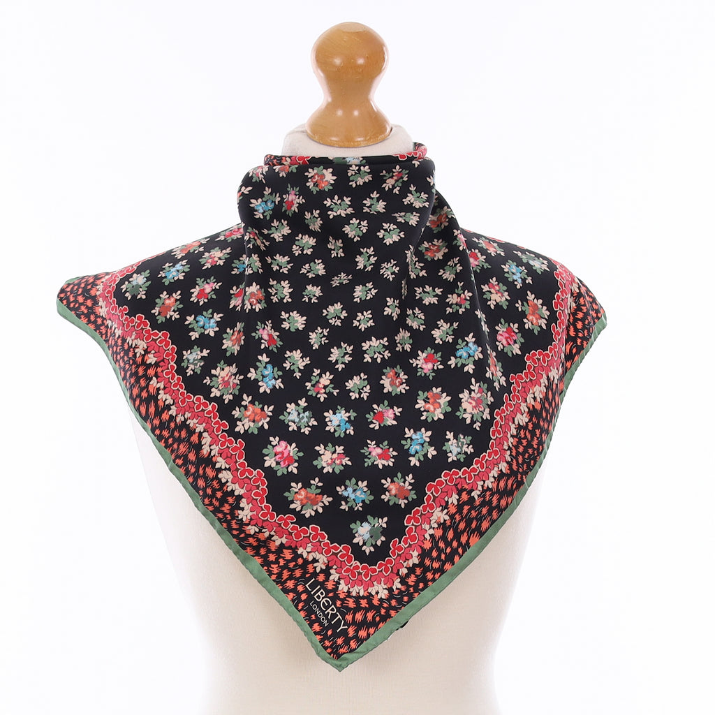 Boxed Liberty Black & Red Calico Silk Scarf