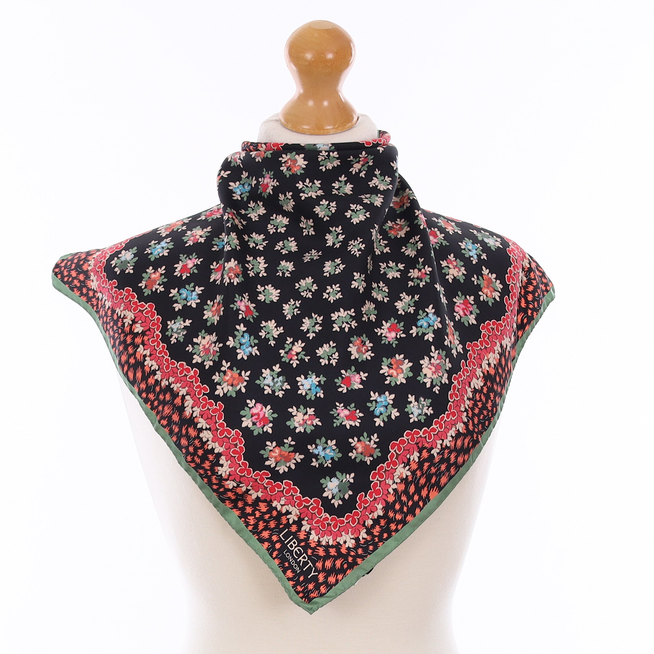 Boxed Liberty Black & Red Calico Silk Scarf