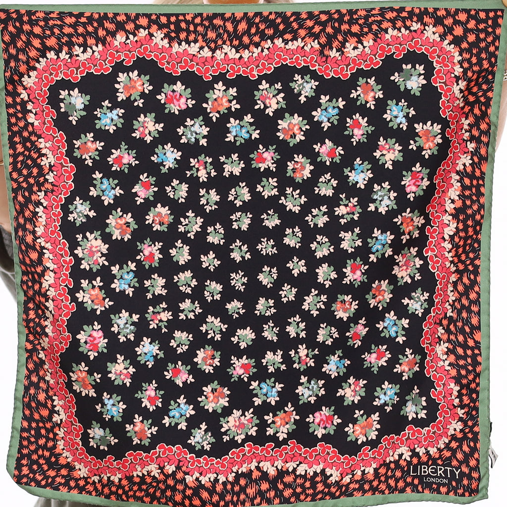 Boxed Liberty Black & Red Calico Silk Scarf