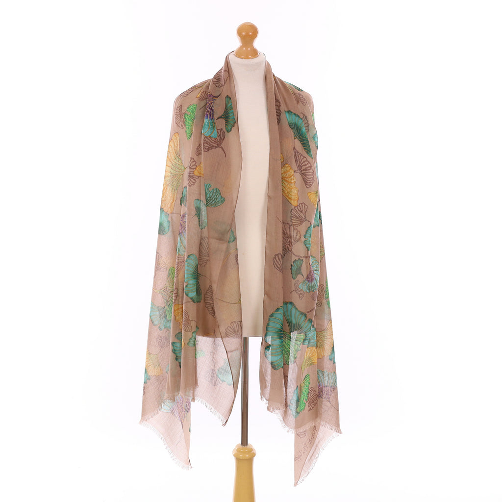 Boxed Brand New Patek Philippe Brown Ginkgo Cashmere Scarf