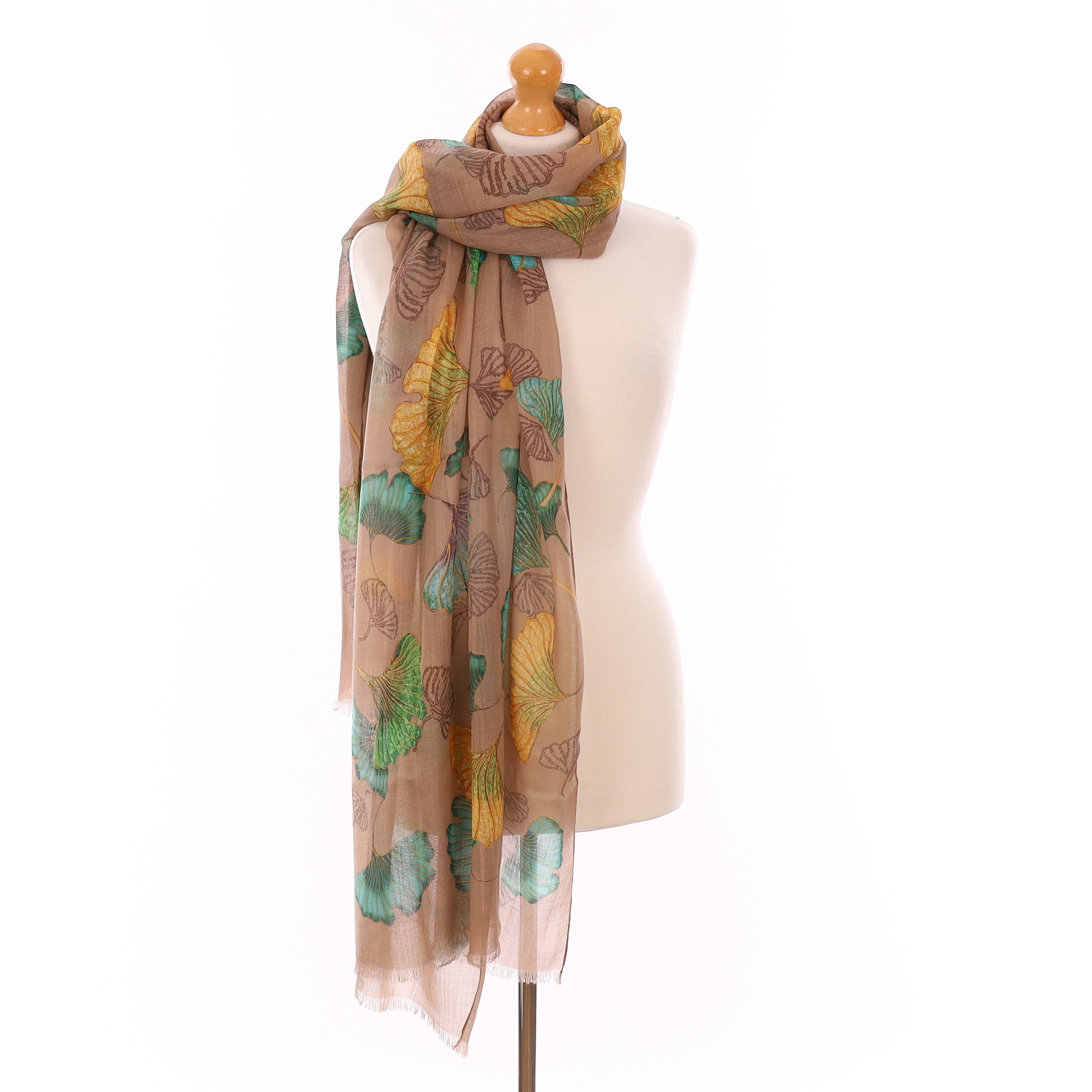 Boxed Brand New Patek Philippe Brown Ginkgo Cashmere Scarf