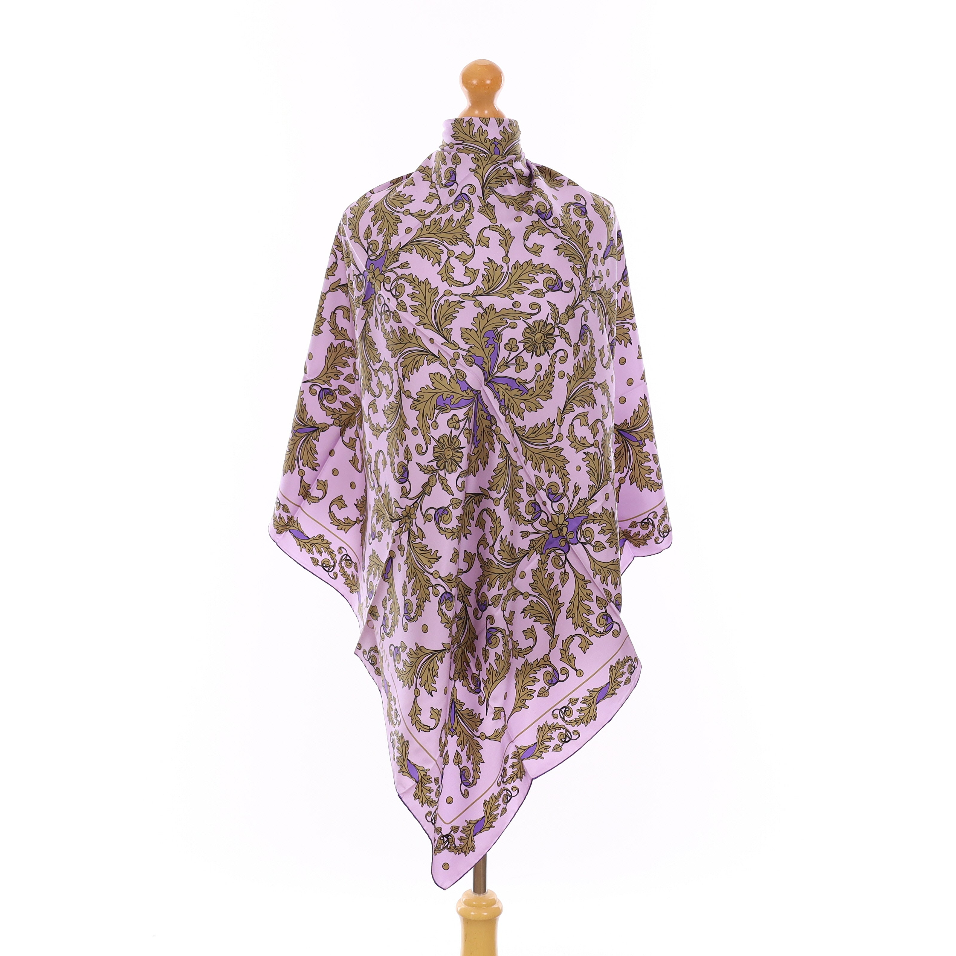 Brand New Halcyon Days Purple Baroque Silk Scarf
