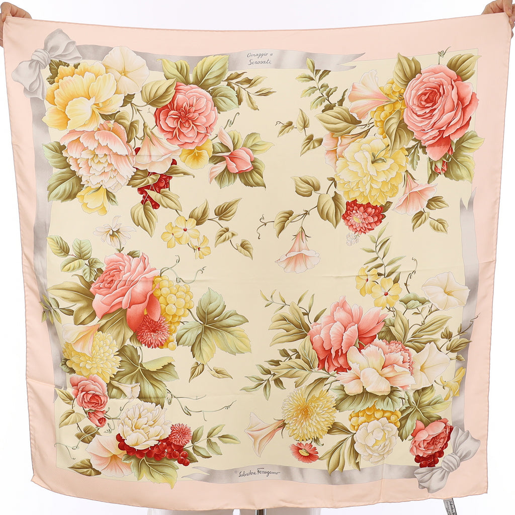 Brand New Salvatore Ferragamo Floral Botanical Silk Scarf