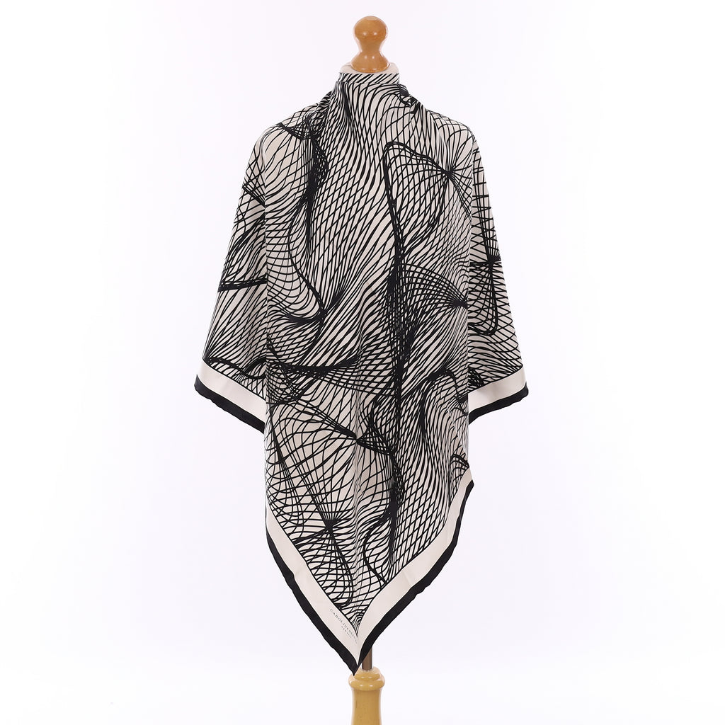 Carolina Herrera Monochrome Abstract Silk Scarf