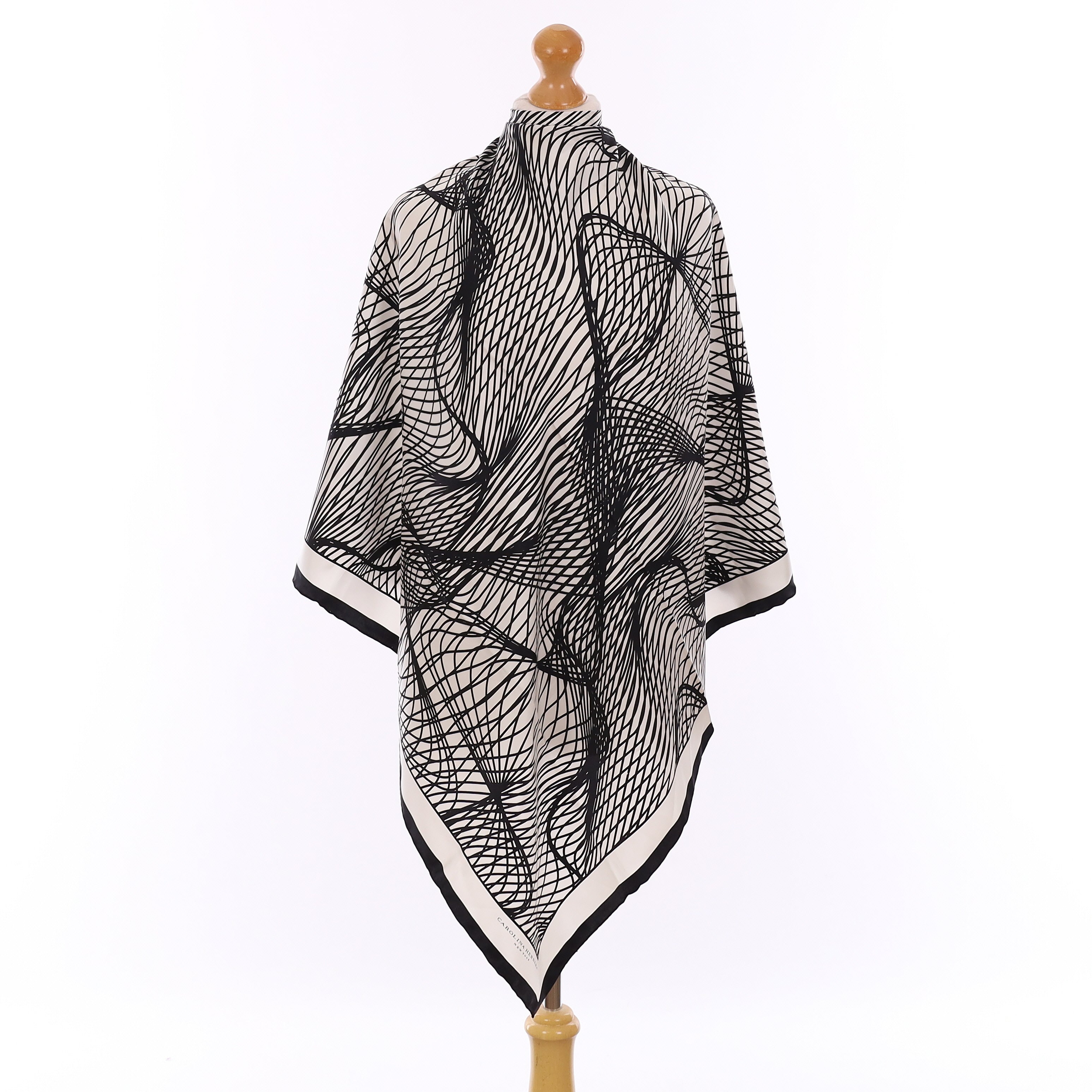 Carolina Herrera Monochrome Abstract Silk Scarf