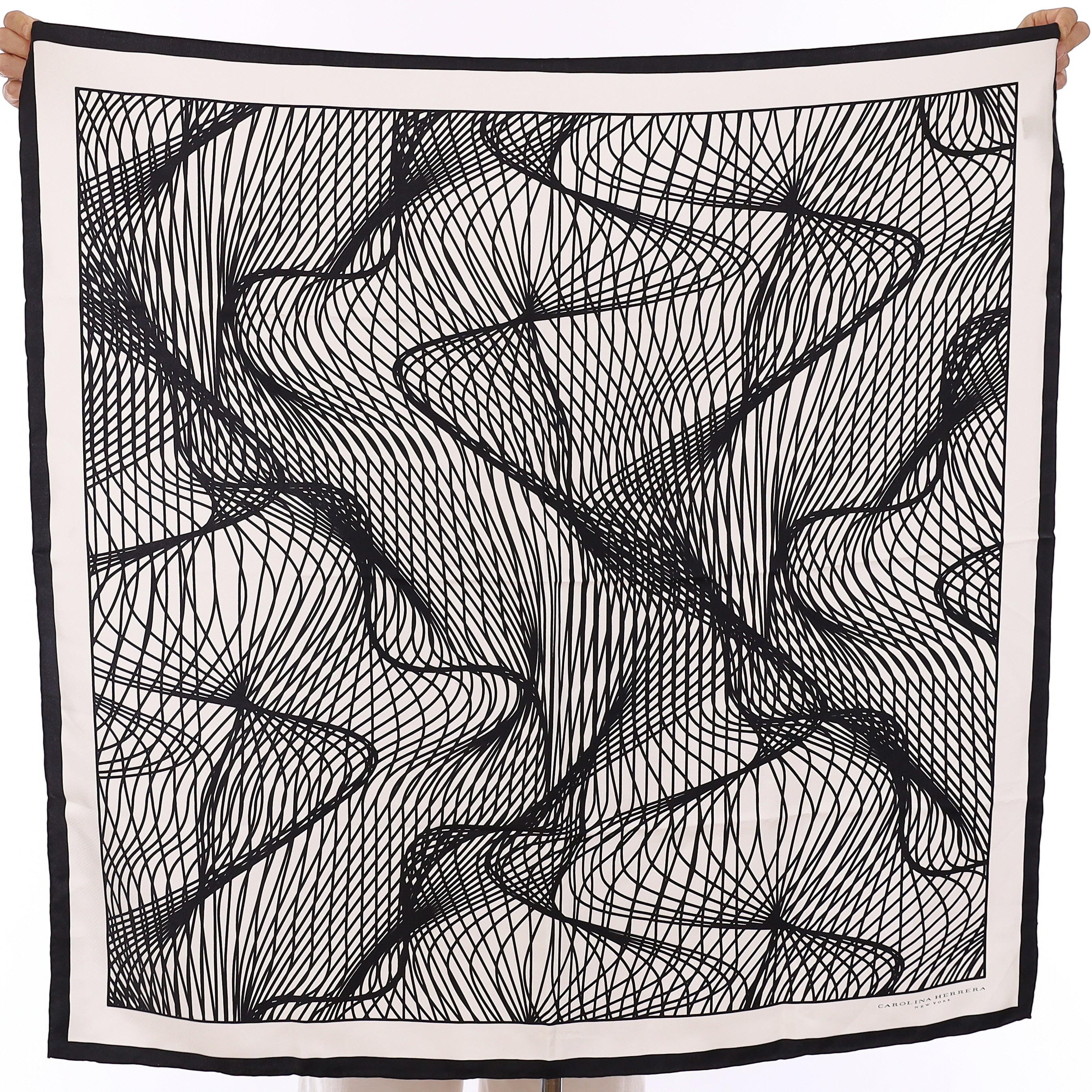 Carolina Herrera Monochrome Abstract Silk Scarf