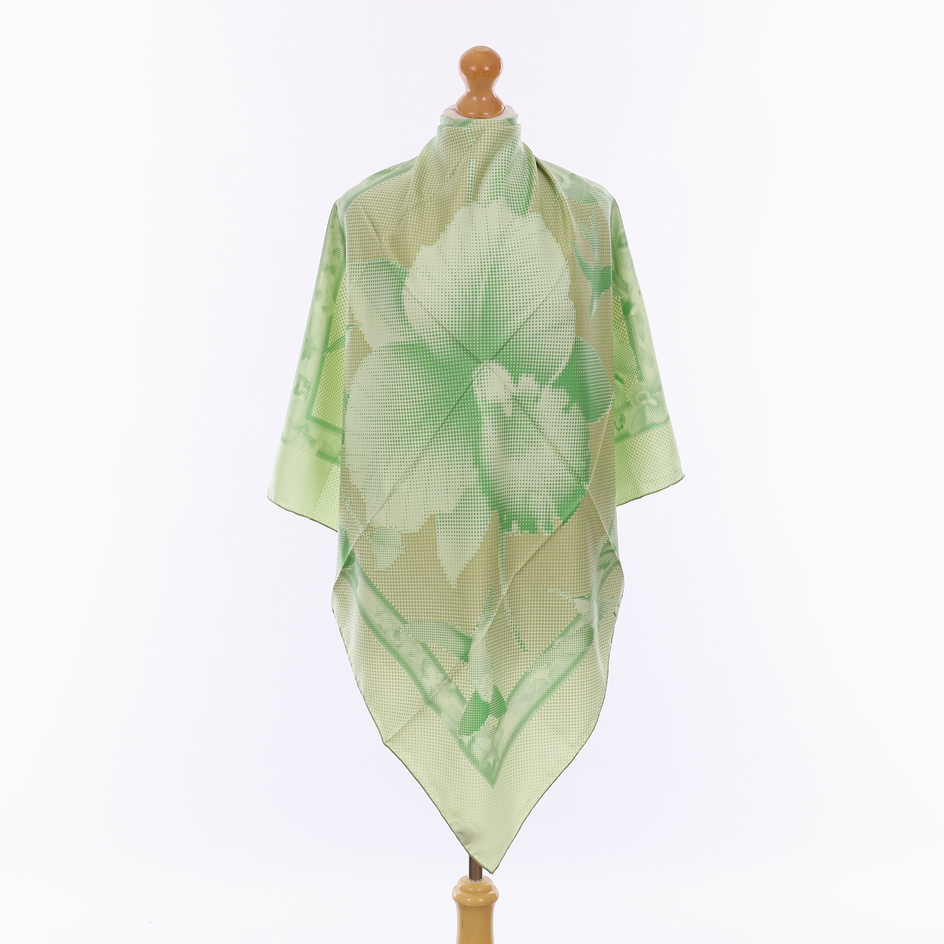 Brand New Leonard Sage Green Orchid Silk Scarf