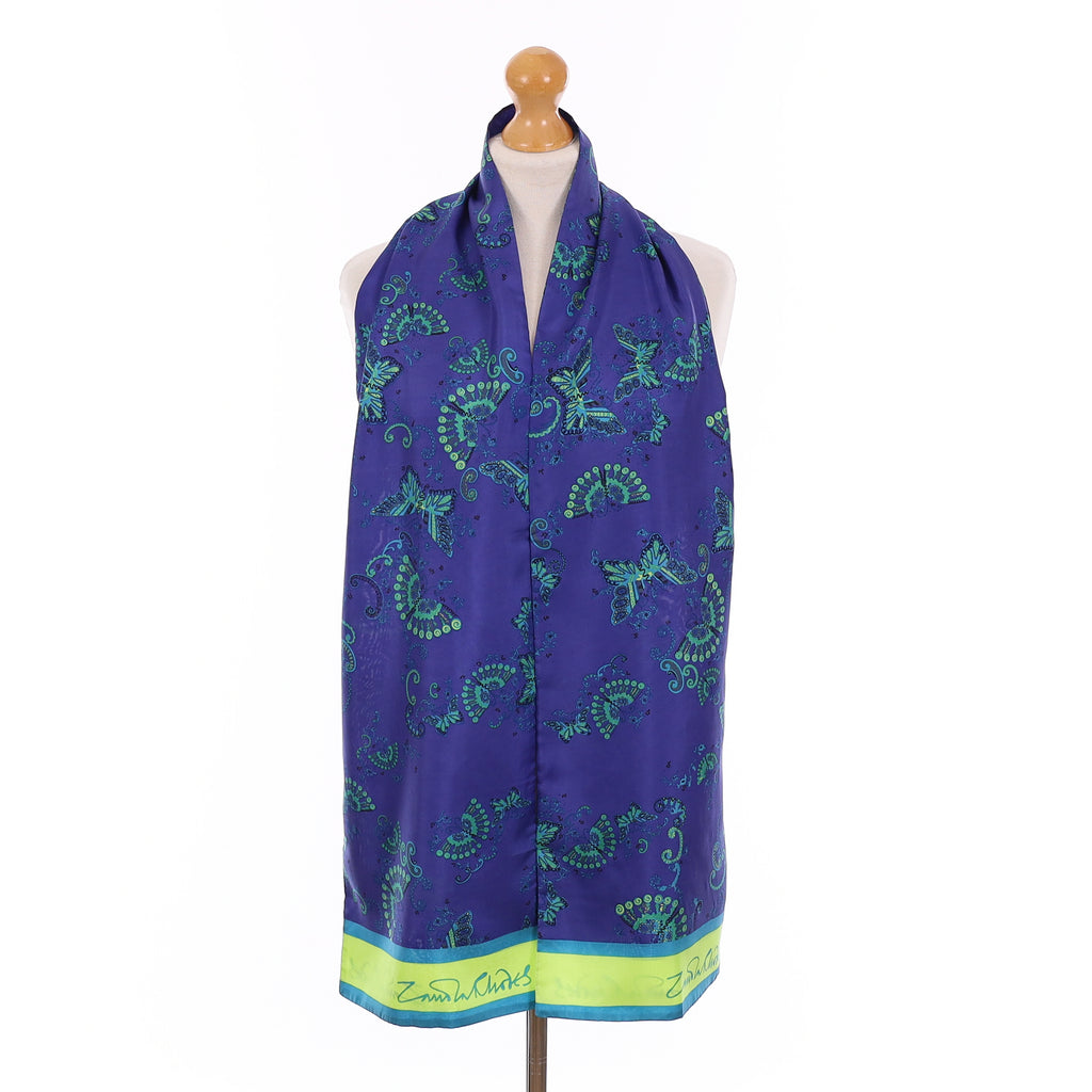 Zandra Rhodes Blue Butterfly Silk Scarf