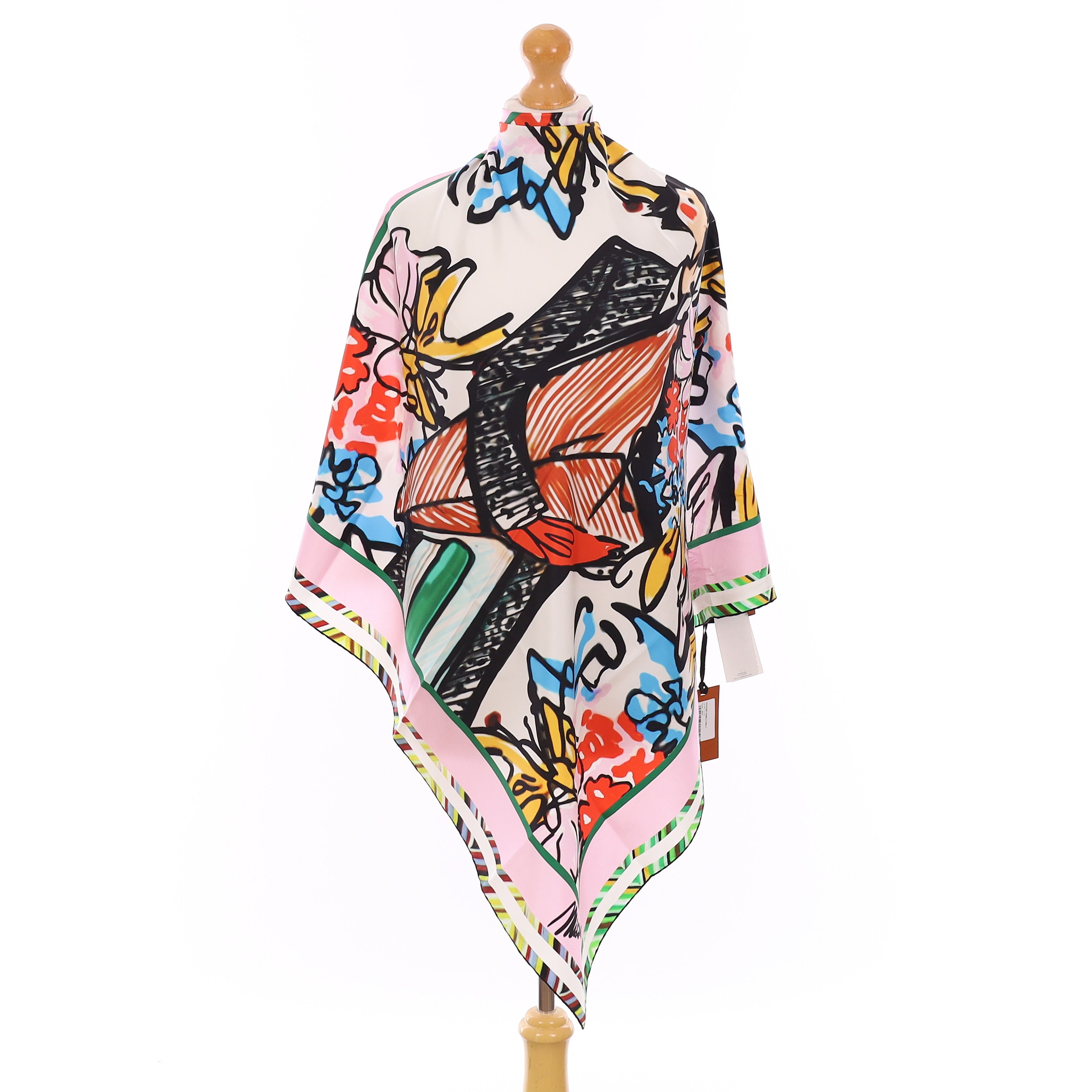 Brand New Missoni Pink Chic Illustration Silk Scarf