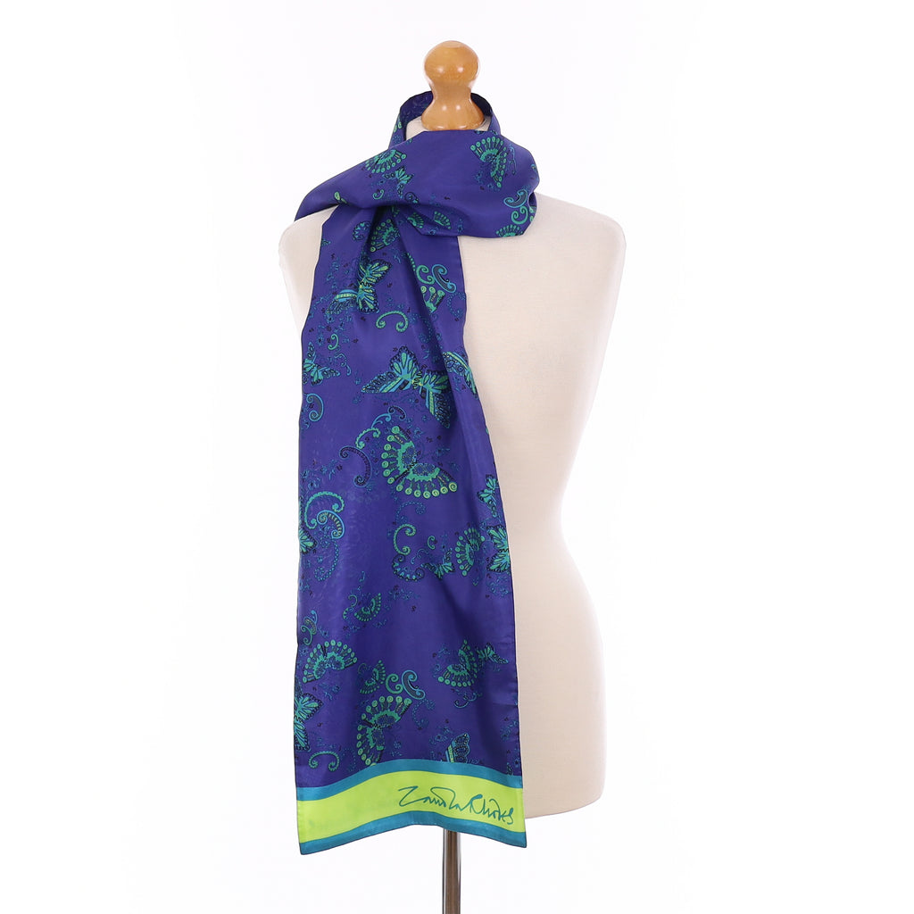 Zandra Rhodes Blue Butterfly Silk Scarf