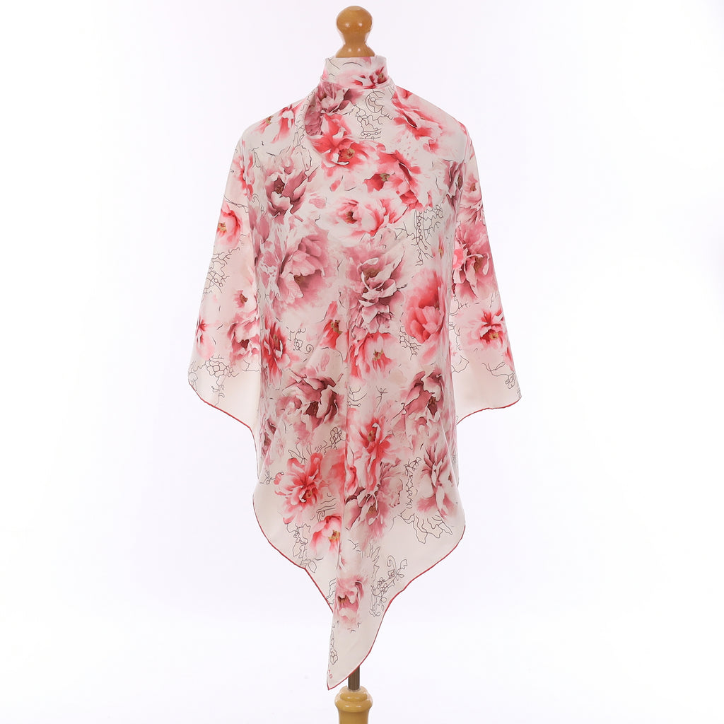 Pristine Elie Saab Pink Floral Silk Scarf