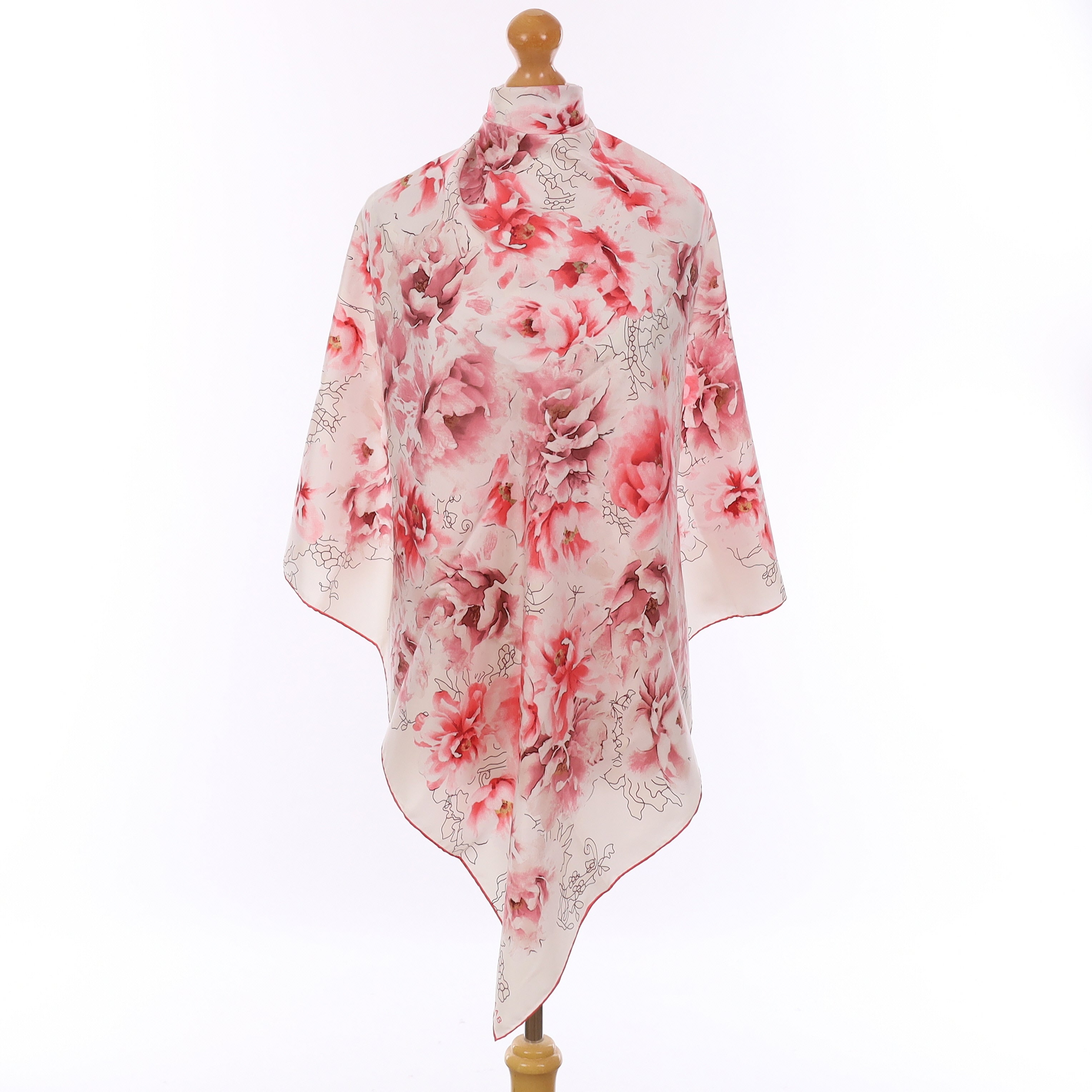 Pristine Elie Saab Pink Floral Silk Scarf