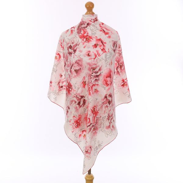 Pristine Elie Saab Pink Floral Silk Scarf