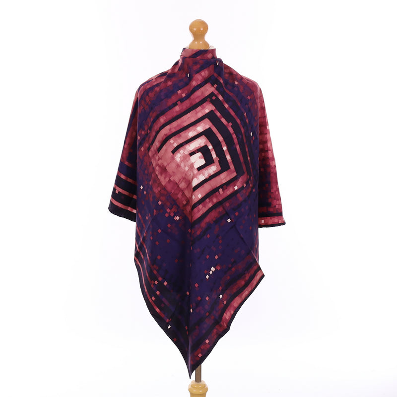 Pristine Mantero Purple Abstract Silk Scarf