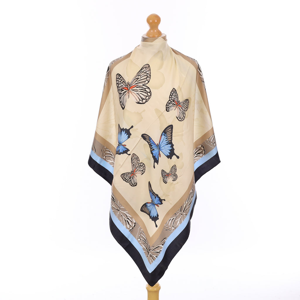 Pollini Blue Butterfly Silk Scarf