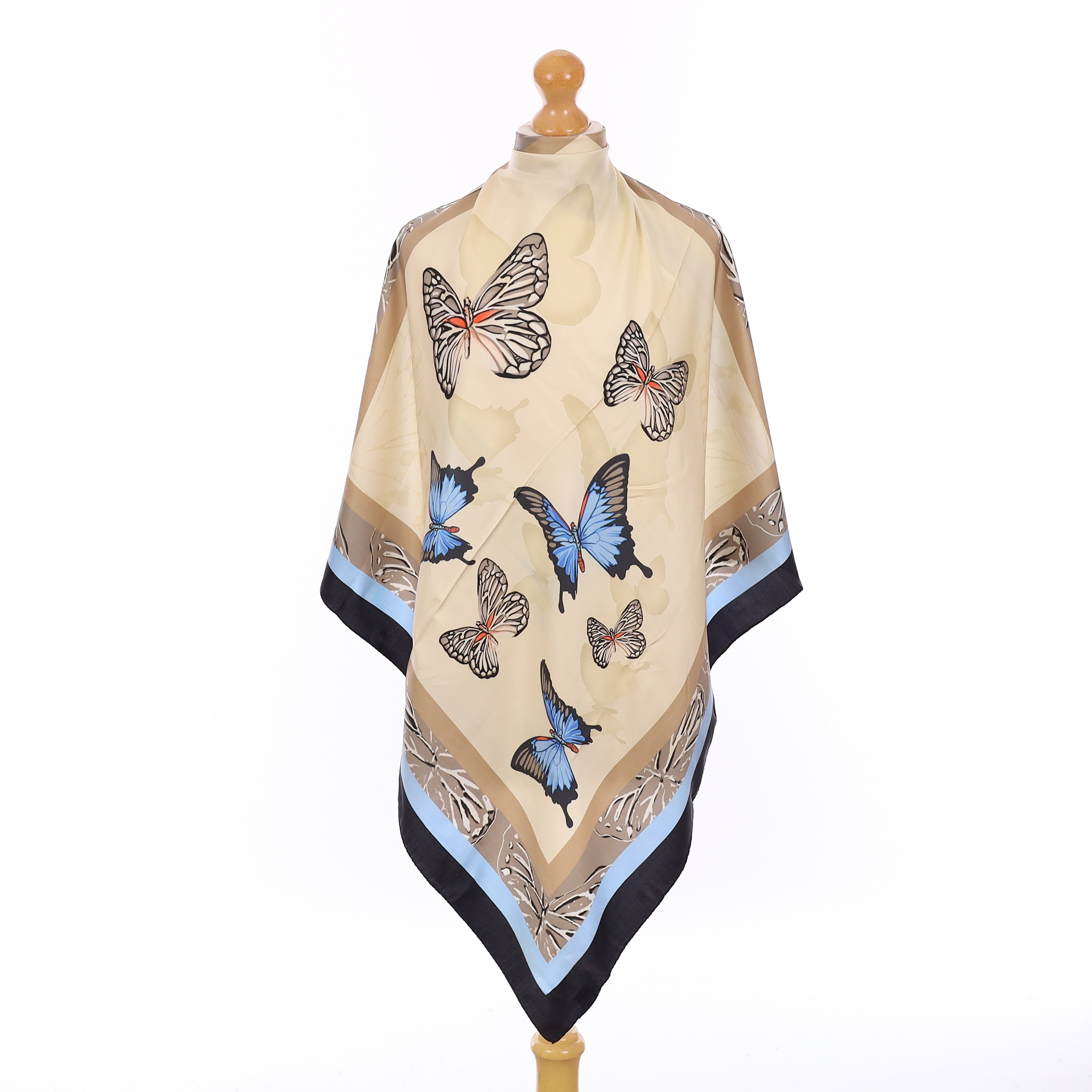 Pollini Blue Butterfly Silk Scarf