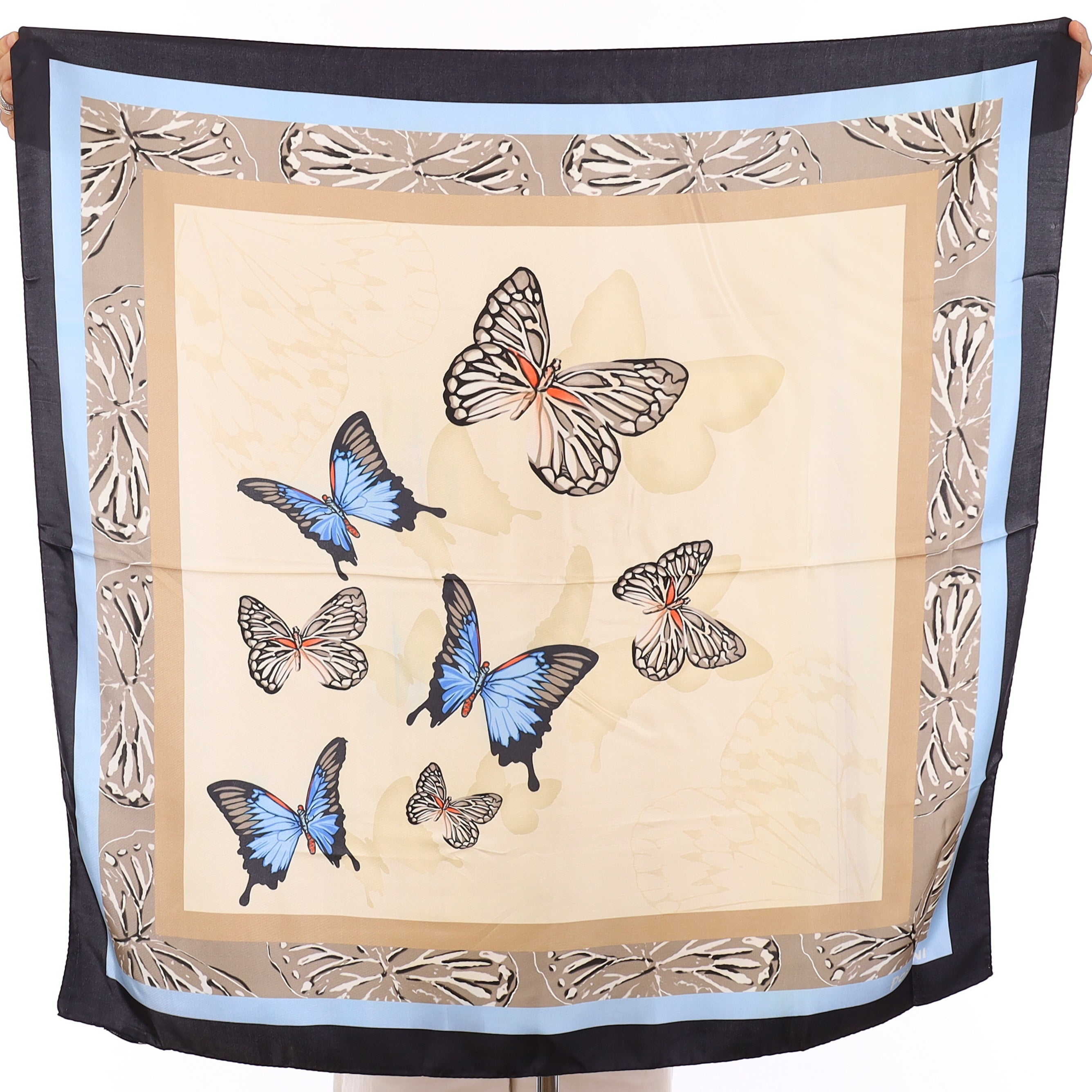 Pollini Blue Butterfly Silk Scarf