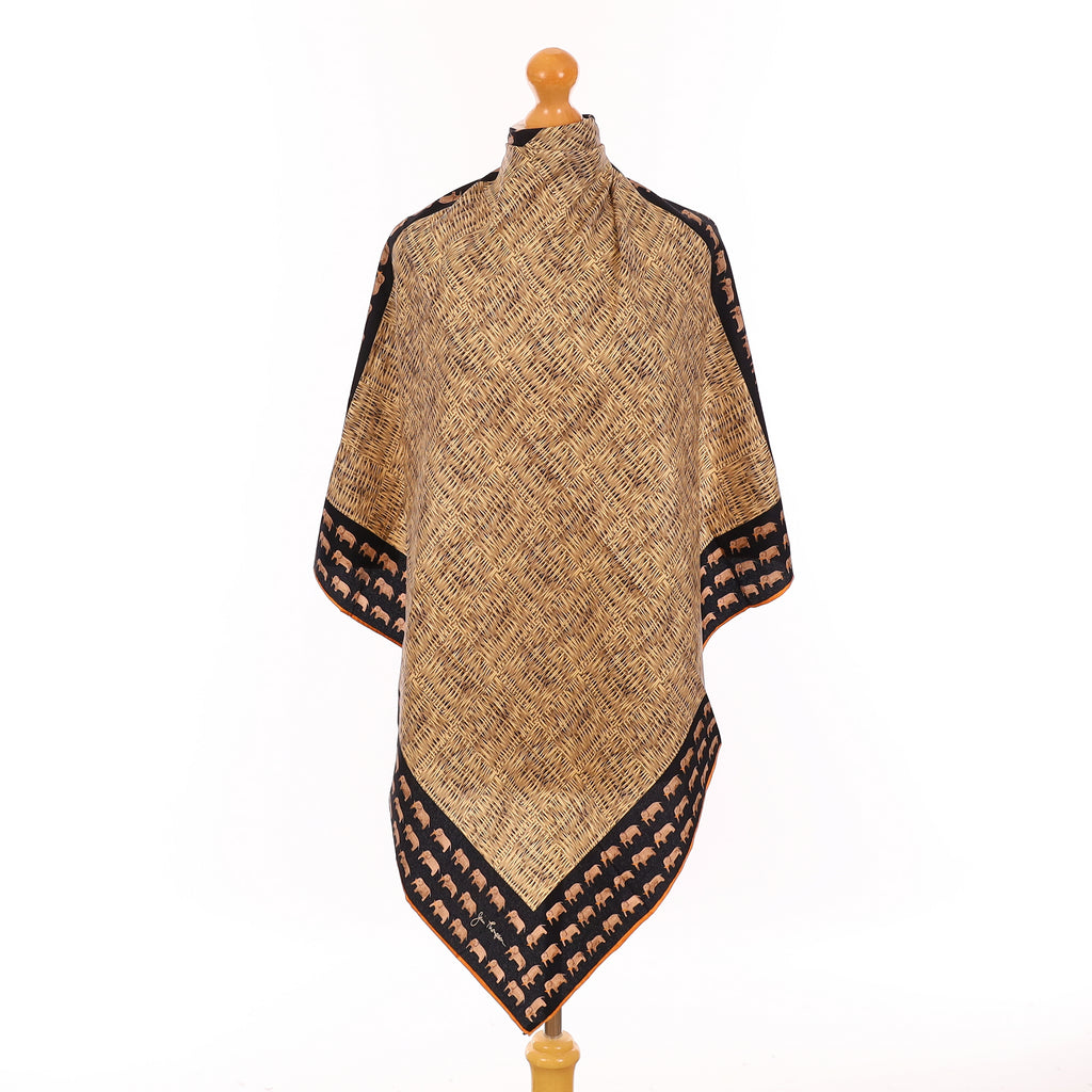 Jim Thompson Brown Elephant Silk Scarf