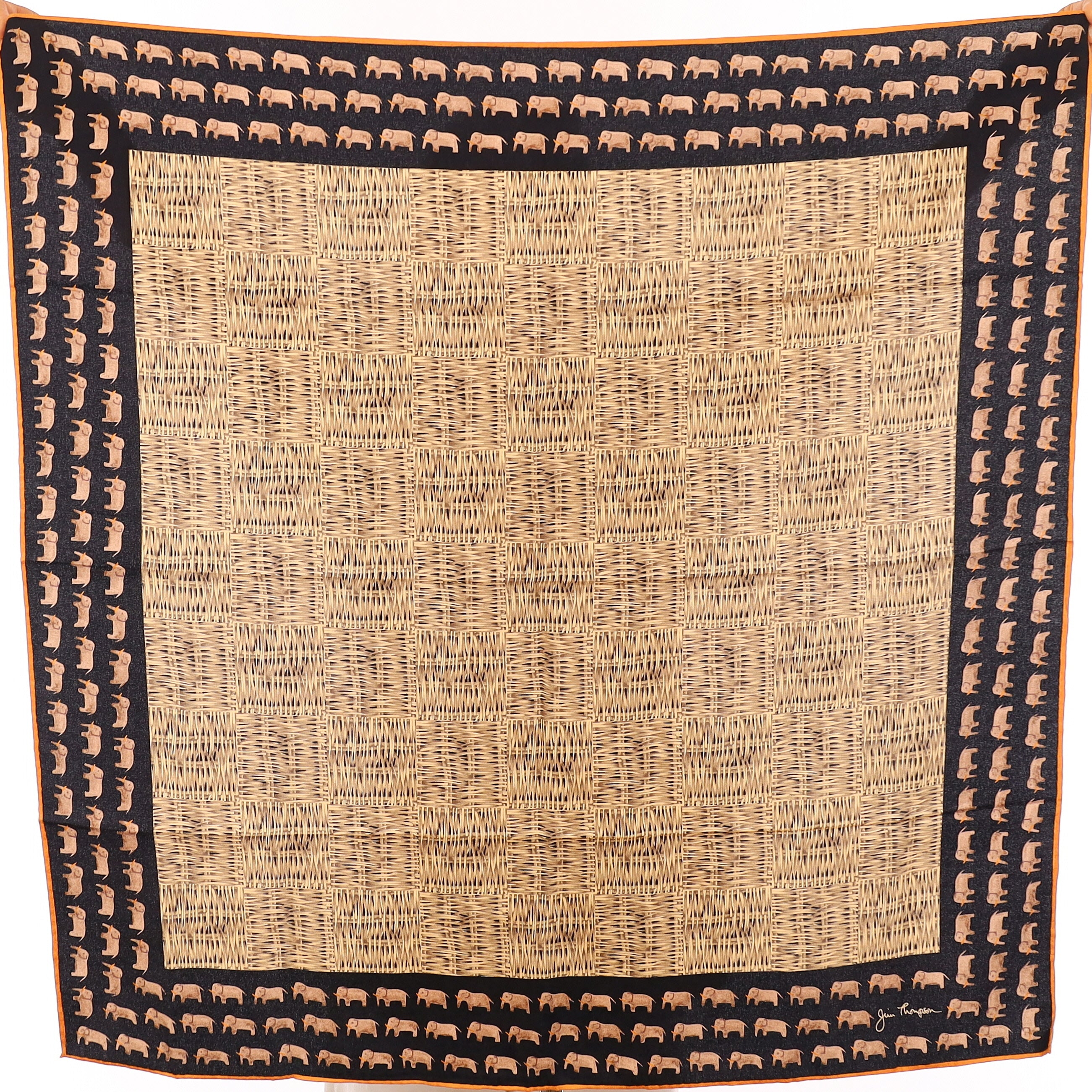 Jim Thompson Brown Elephant Silk Scarf