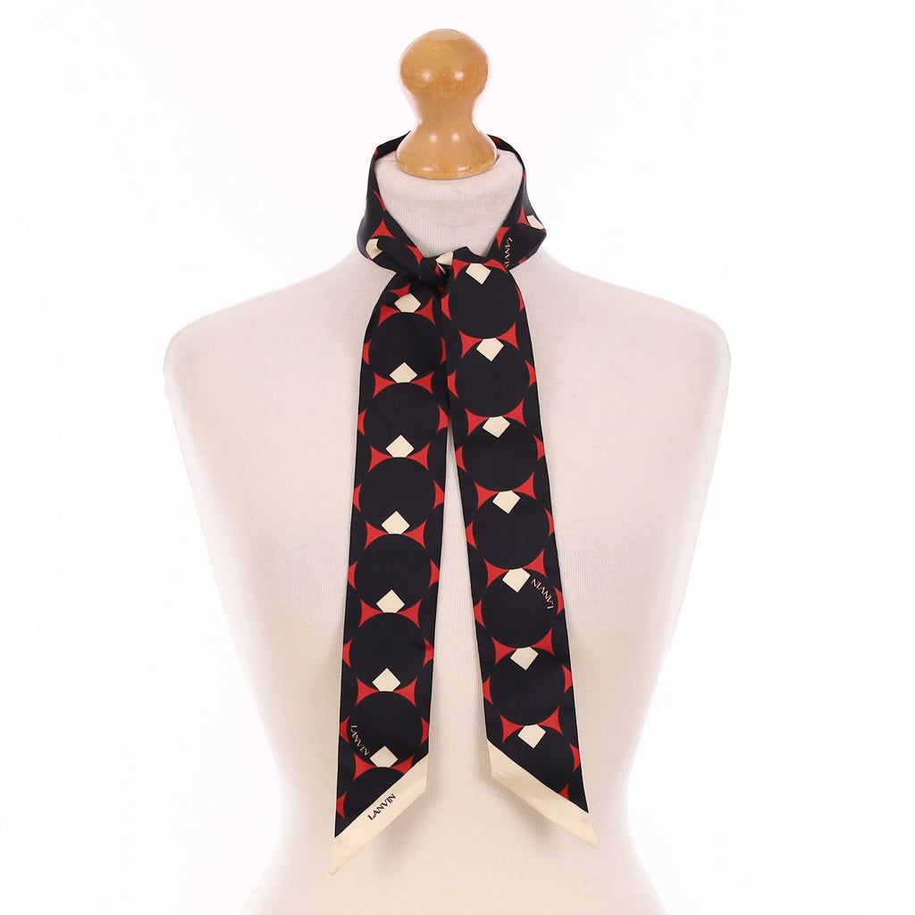 Brand New Lanvin Black & Red Silk Twilly