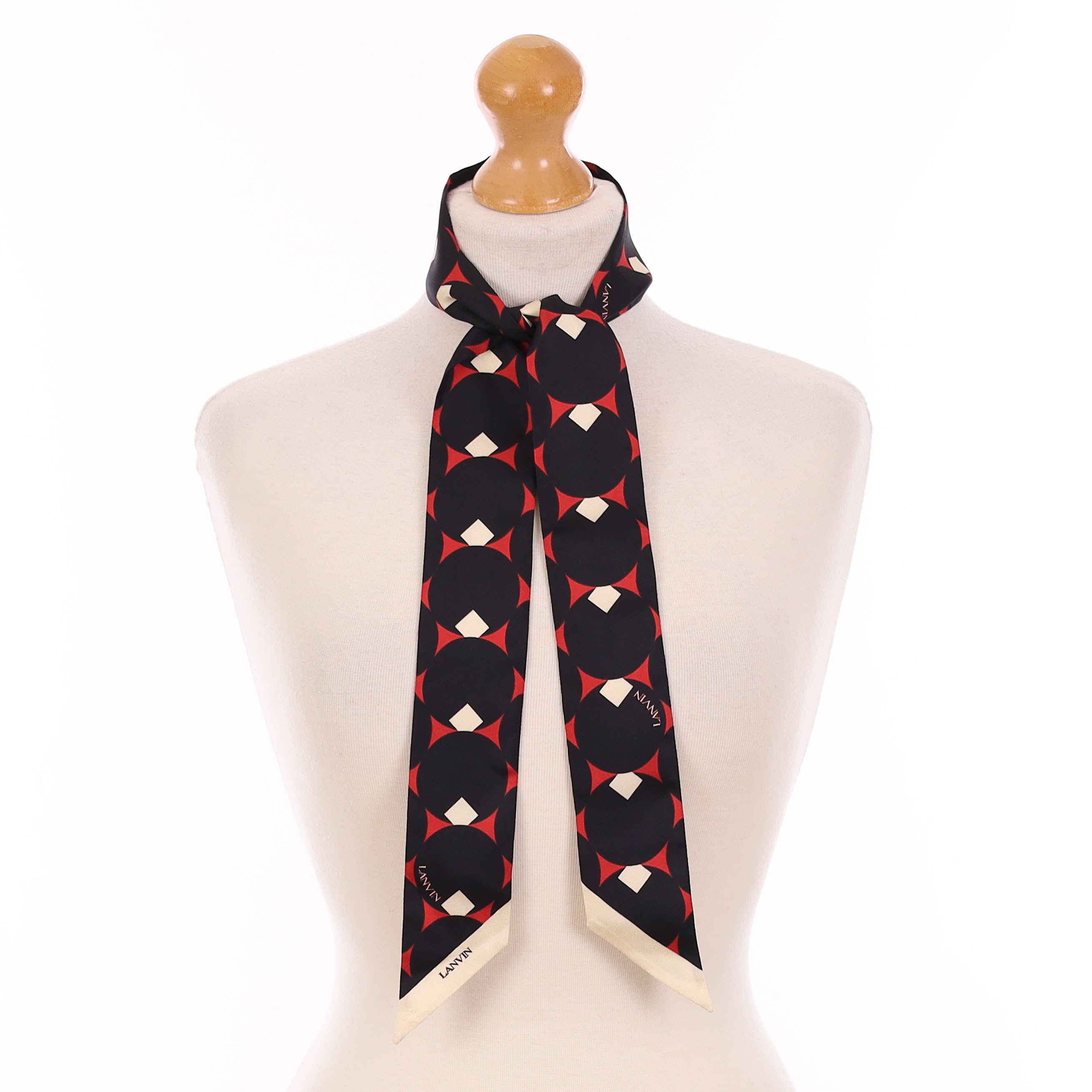 Brand New Lanvin Black & Red Silk Twilly