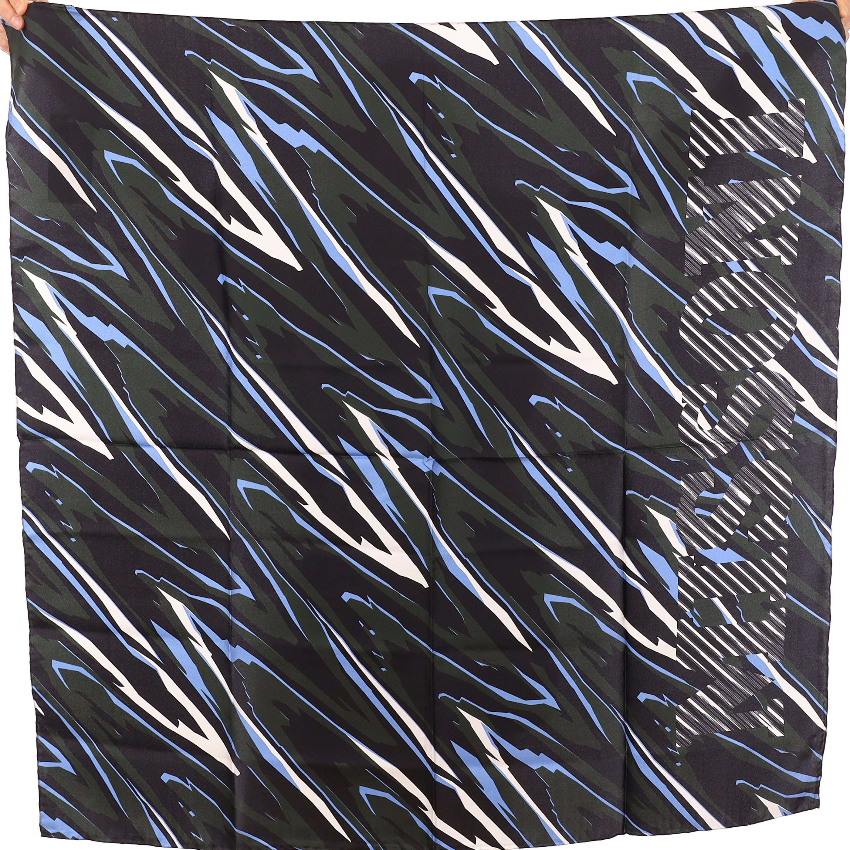 Brand New Missoni Blue and Khaki Camouflage Silk Scarf