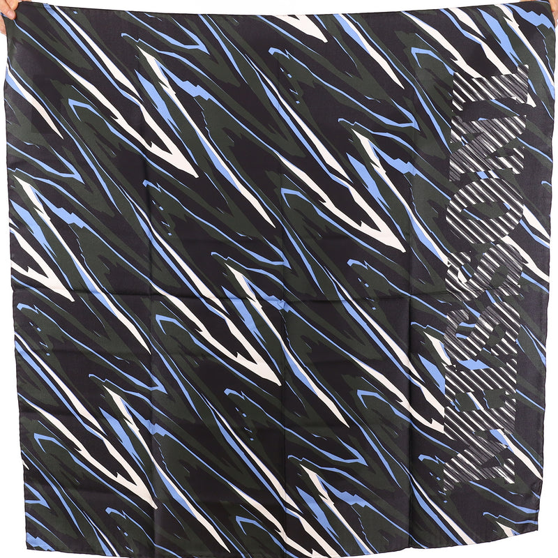 Brand New Missoni Blue and Khaki Camouflage Silk Scarf
