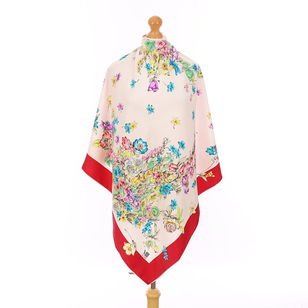 Mantero Red Floral Silk Scarf