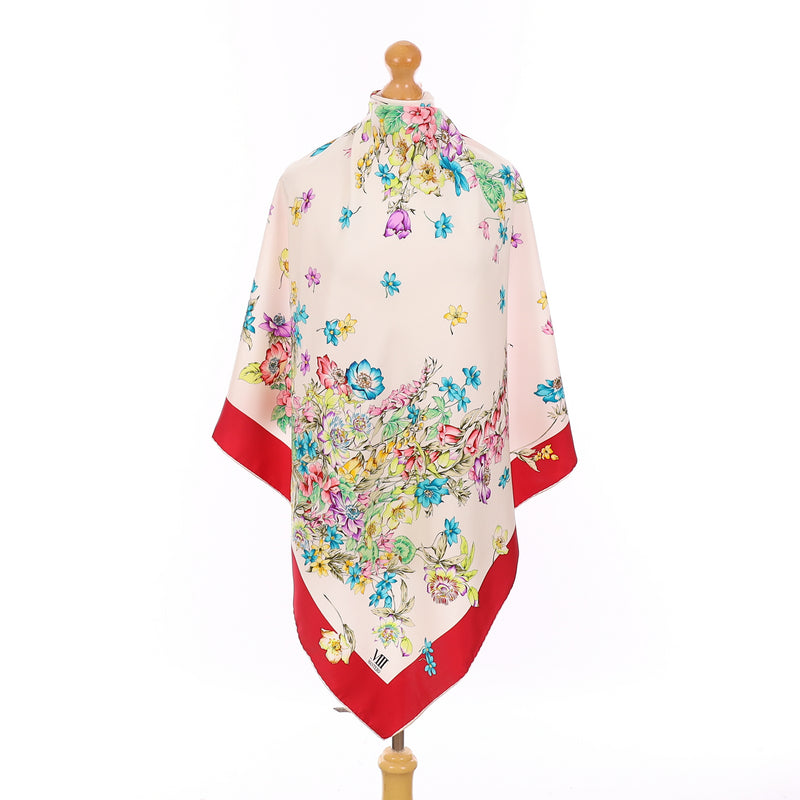 Mantero Red Floral Silk Scarf