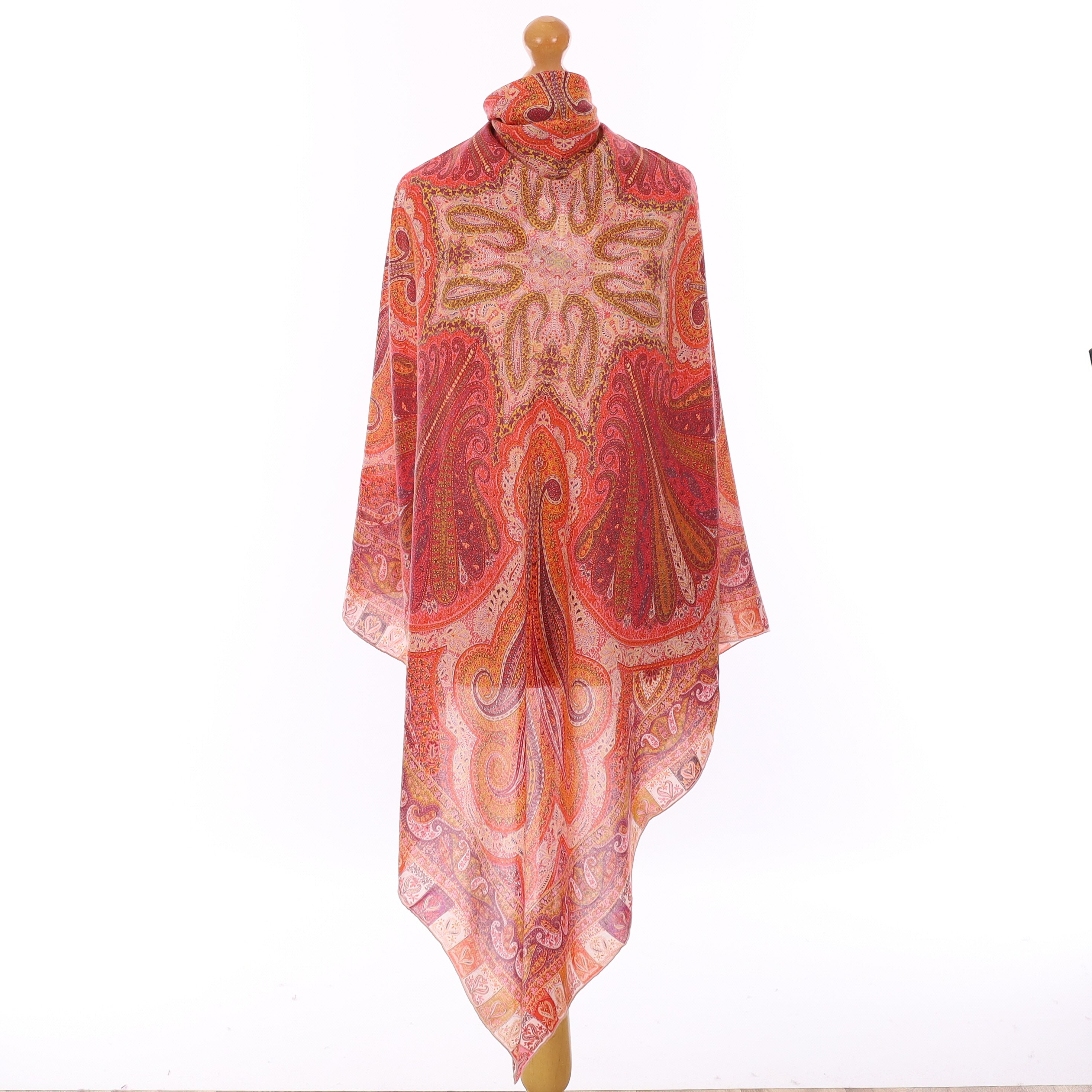 Loro Piana Pink Paisley Silk & Cashmere Scarf