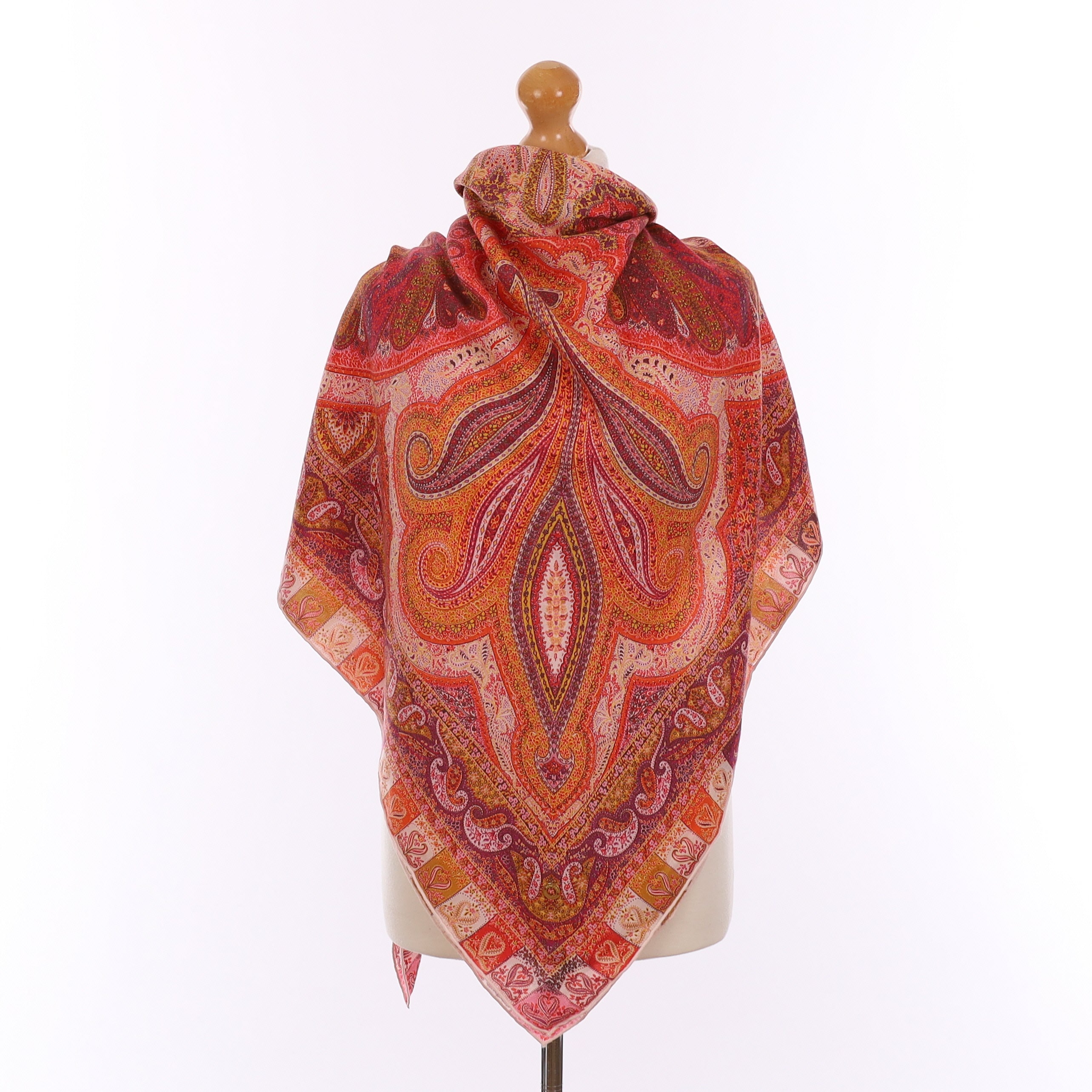Loro Piana Pink Paisley Silk & Cashmere Scarf