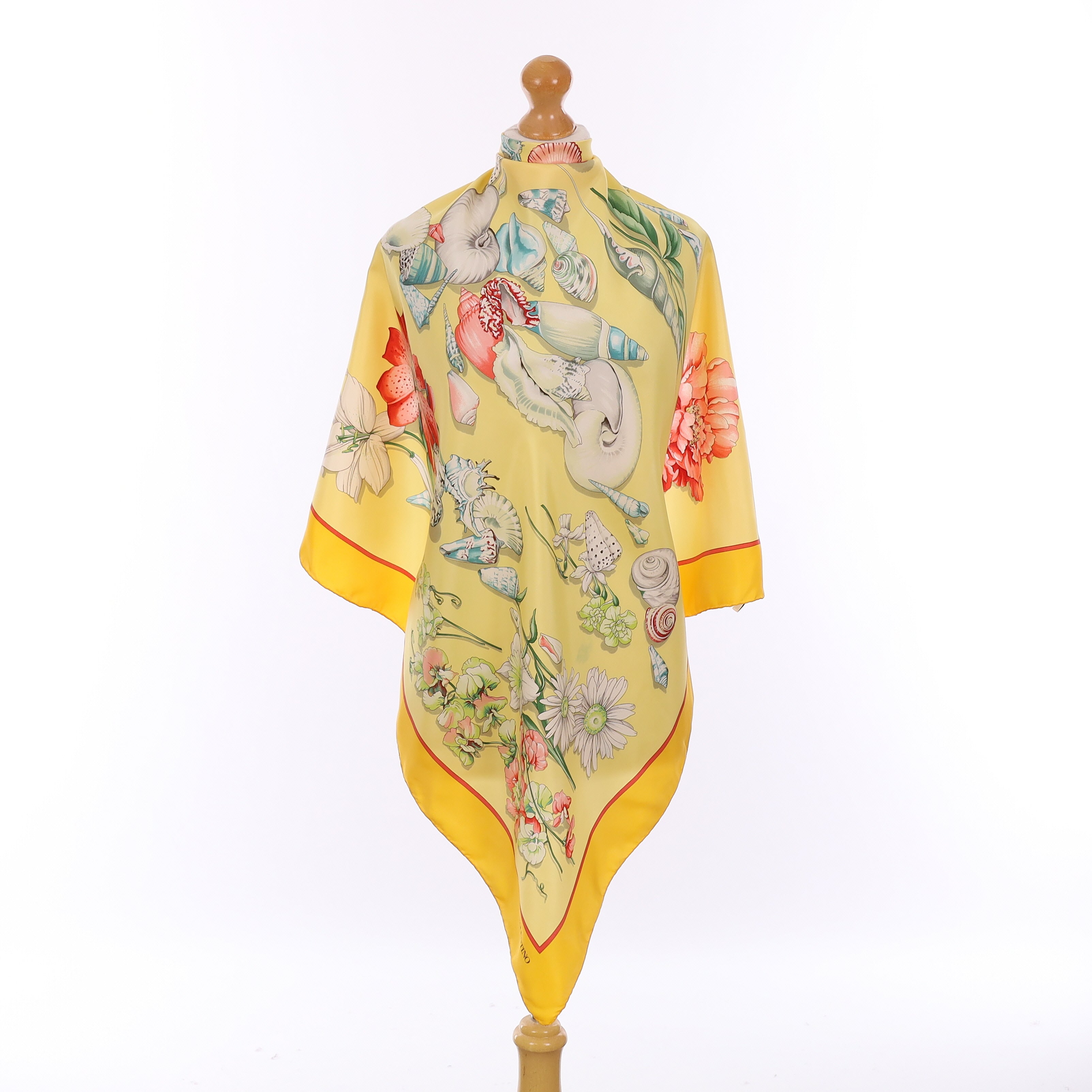 Valentino Yellow Shell Silk Scarf