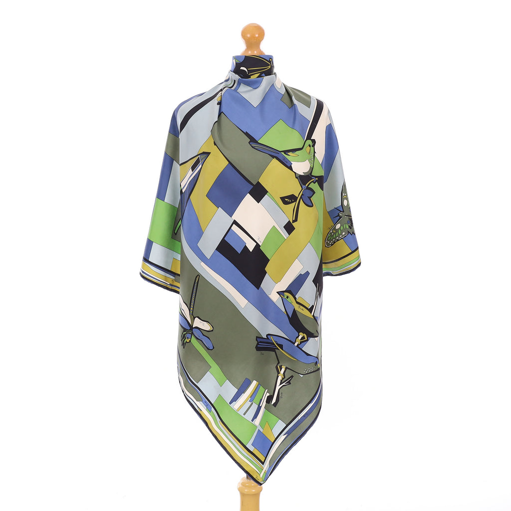 Vintage Pucci Blue Abstract Silk Scarf
