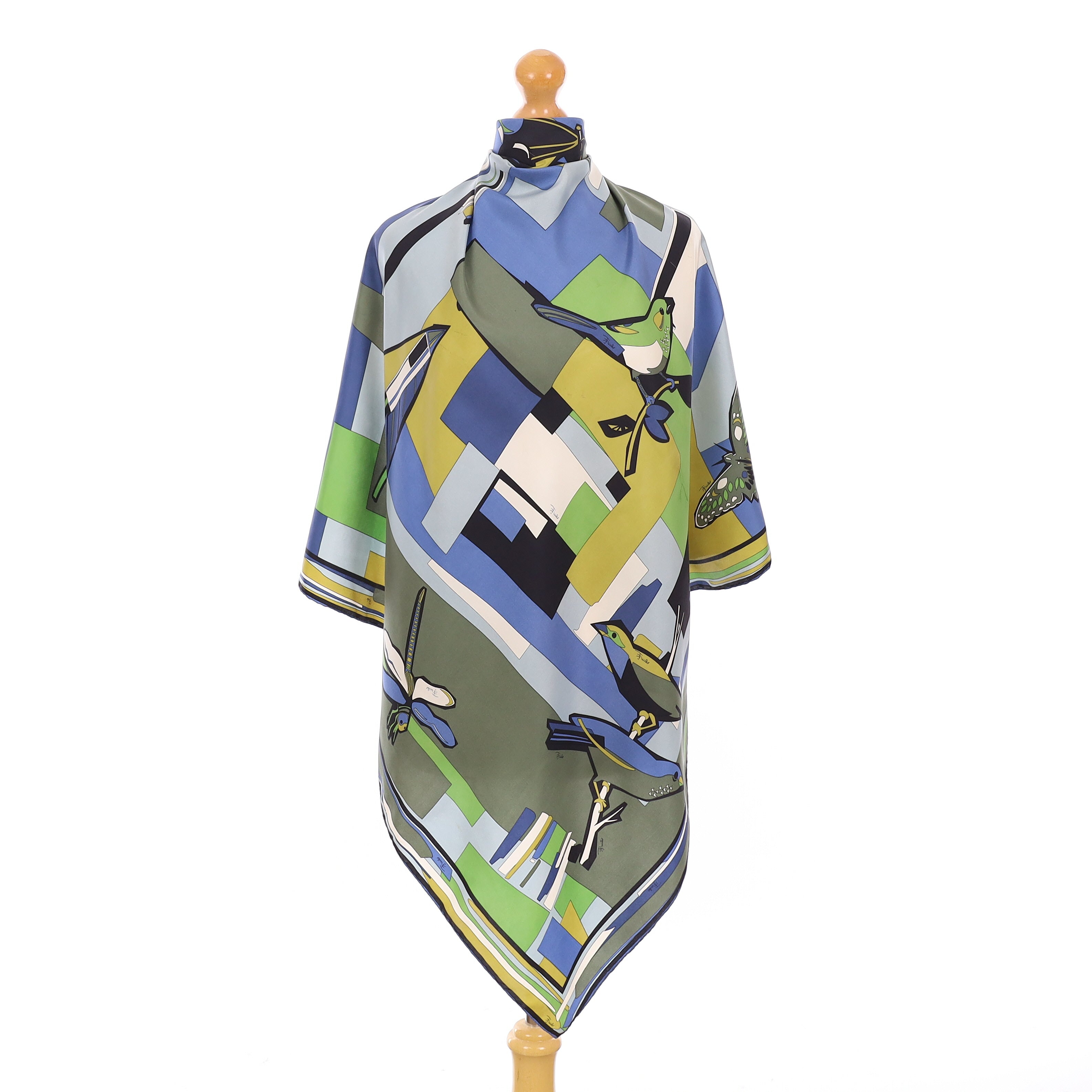 Vintage Pucci Blue Abstract Silk Scarf