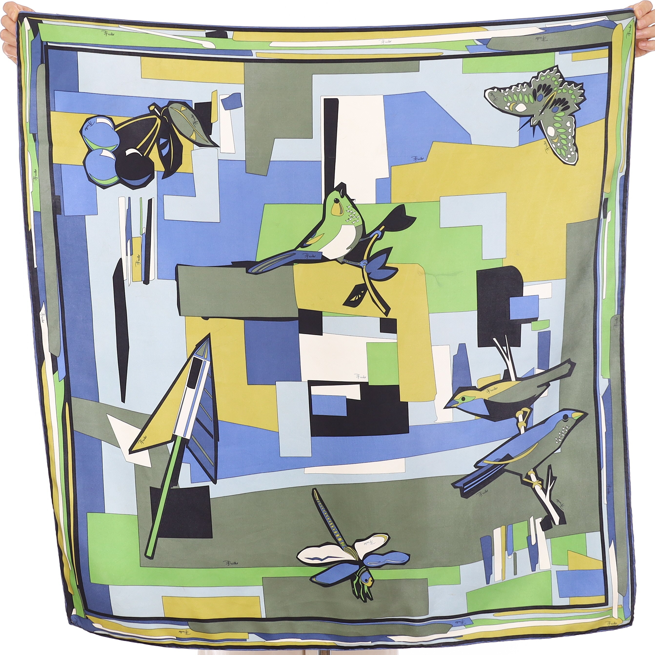 Vintage Pucci Blue Abstract Silk Scarf