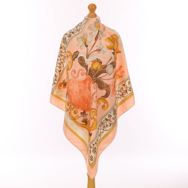 Loewe Peach Pink Floral Silk Scarf